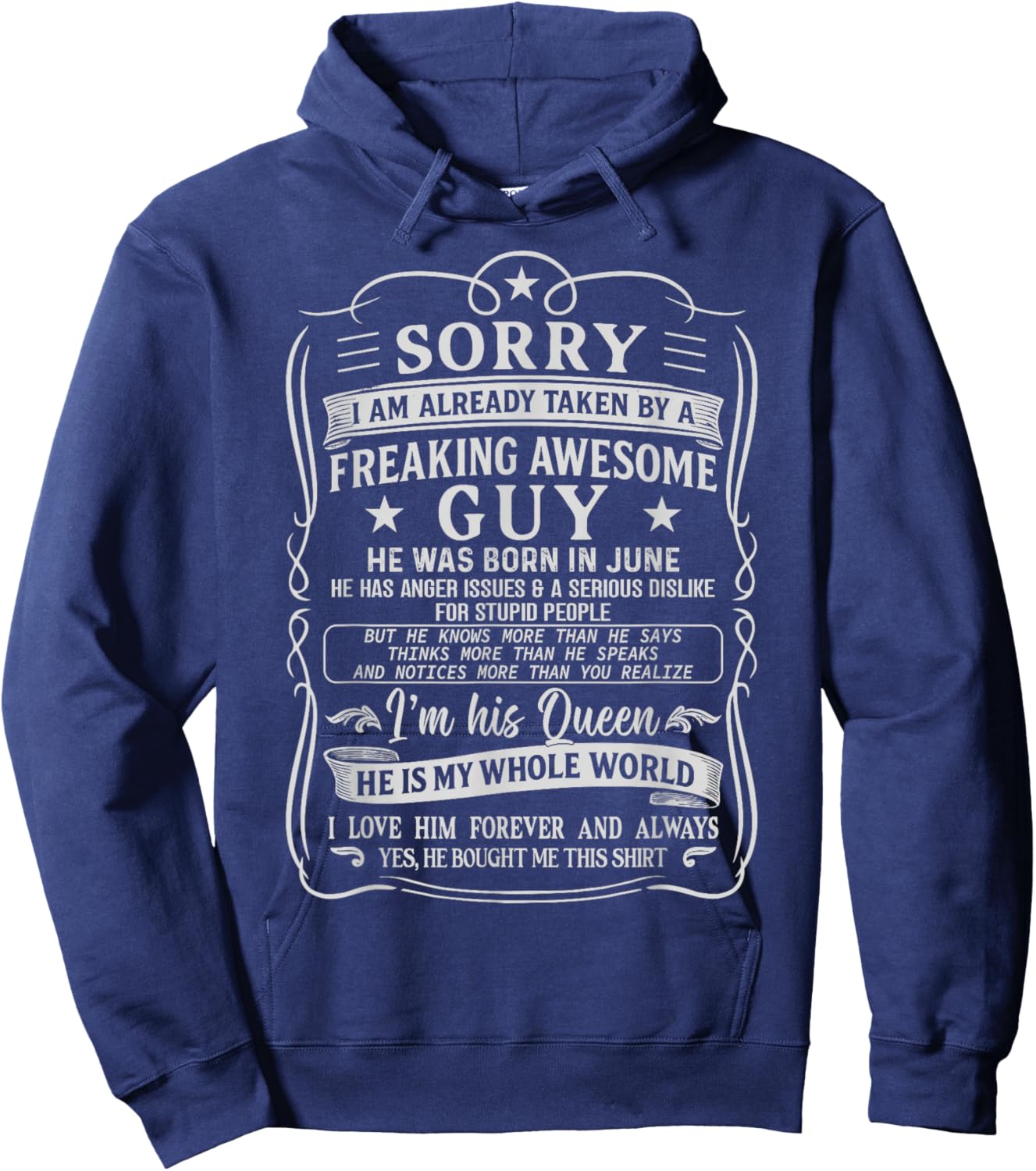 I Am Already Taken by Freaking Awesome Guy Born in June Hoodie - Hoodie | Navy