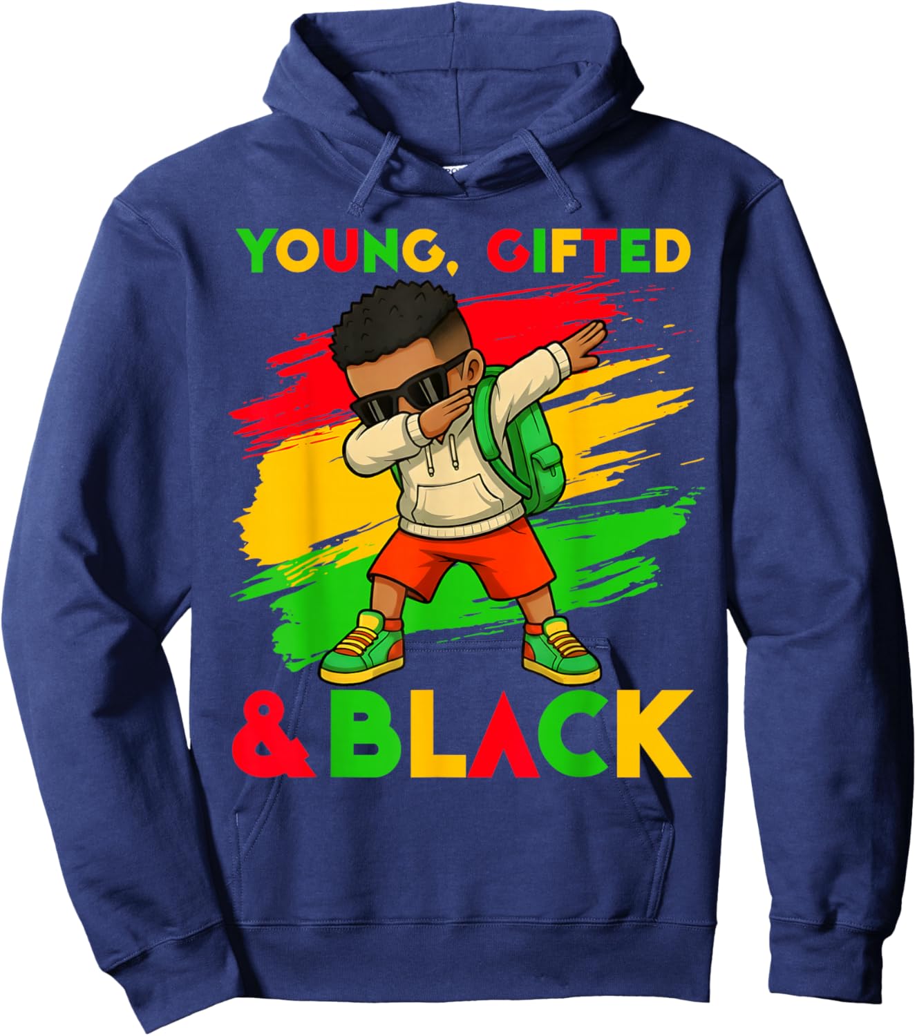 Black History Month Young Gifted & Black Cute Dabbing Boys Hoodie - Hoodie | Navy