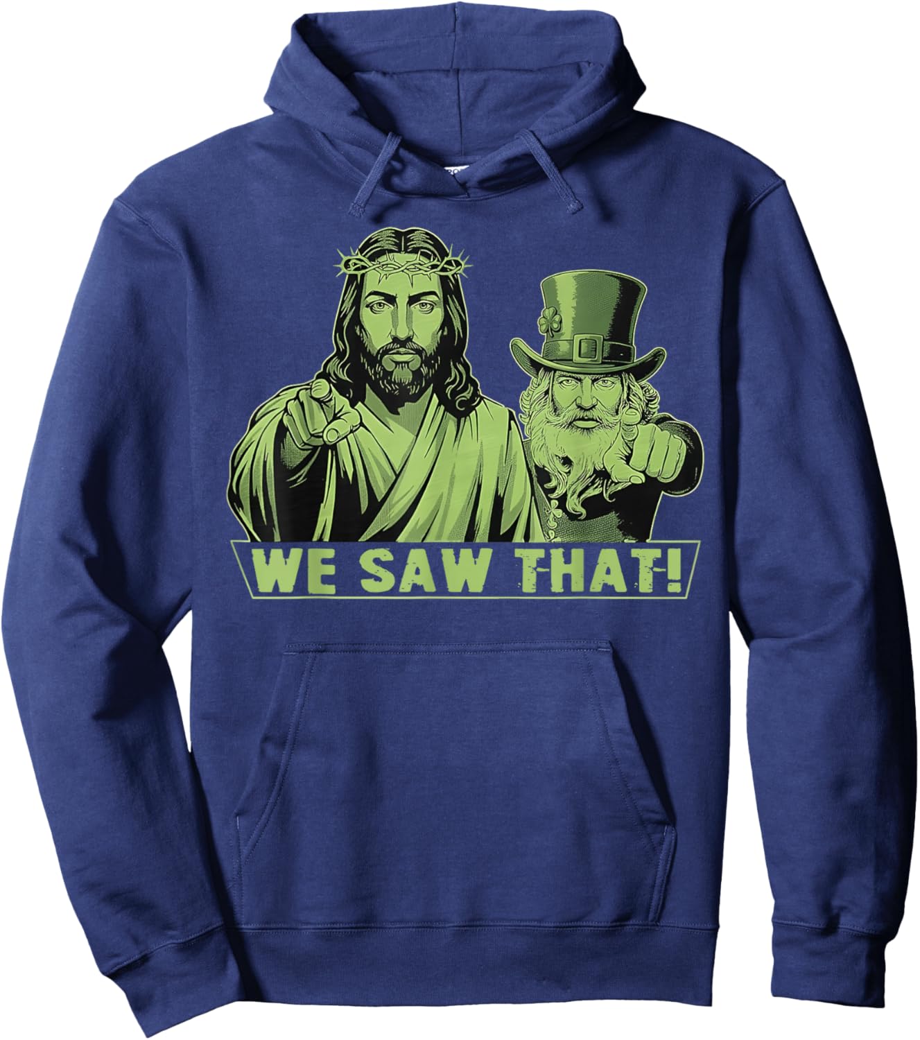 Jesus and Leprechaun St Patricks Day Funny Hoodie - Hoodie | Navy
