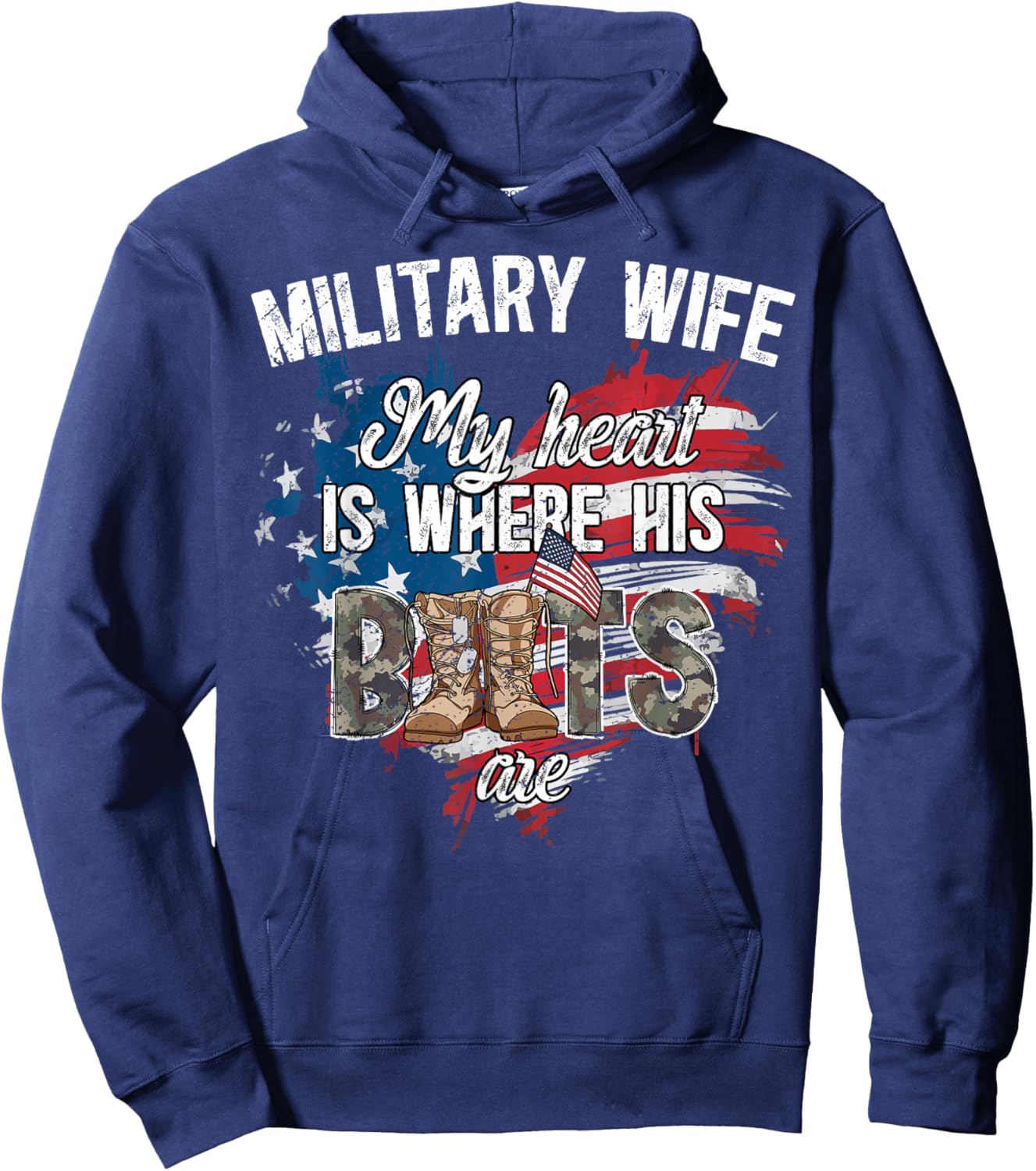 Military Wife Where His Boots are Wife of A Soldier Wife Hoodie - Hoodie | Navy