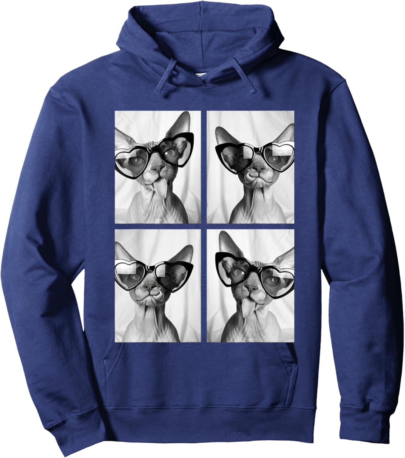 Sphynx Cats with Hearts Sunglasses Funny Valentine's Day Hoodie - Hoodie | Navy