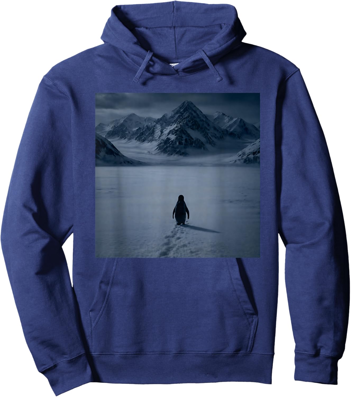 Nihilist Penguin Walking to The Mountains Meme Hoodie - Hoodie | Navy