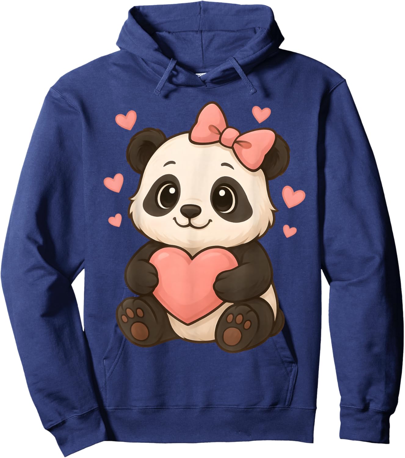 Panda with Heart and Bow Kawaii Graphic Women Girls Hoodie - Hoodie | Navy