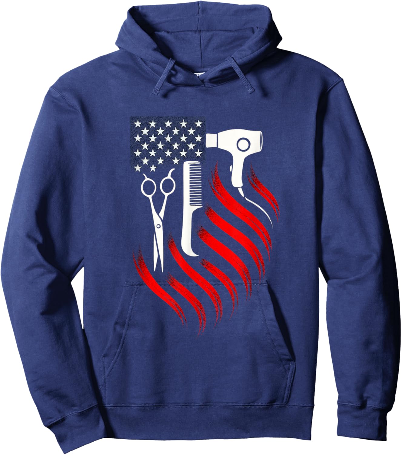 American Flag Scissors - Hairstylist Tools Hoodie - Hoodie | Navy