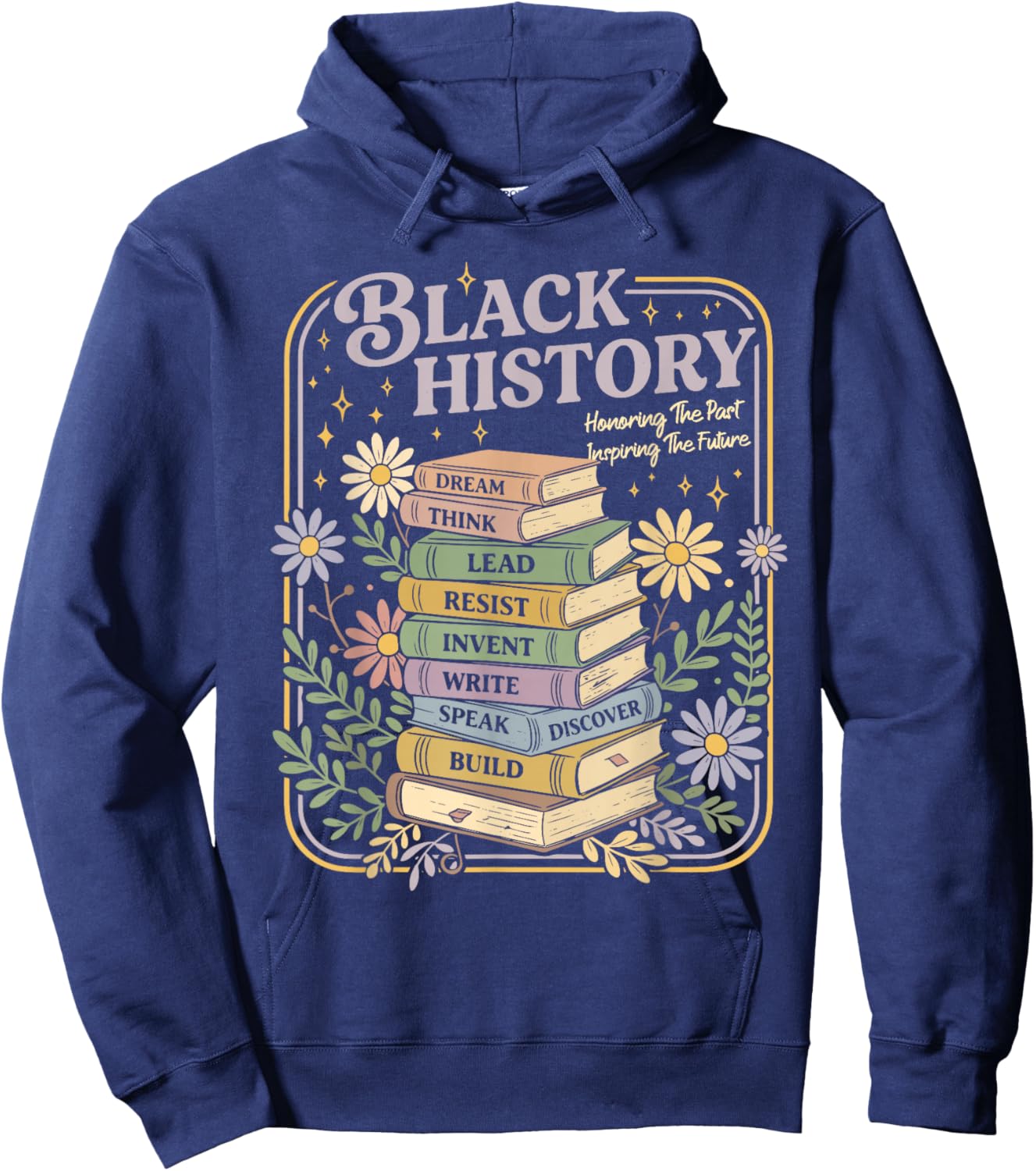Black History Month Books Retro Black African Teacher Women Hoodie - Hoodie | Navy