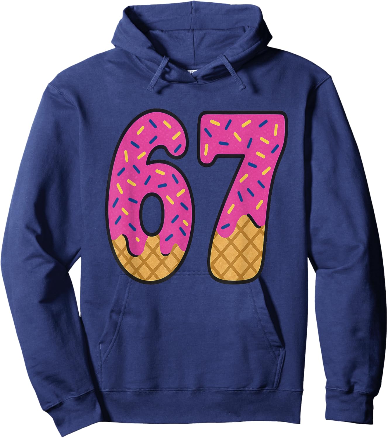 67 Ice Cream Drip Meme Six Seven Waffle Teen Kid Slang Hoodie - Hoodie | Navy