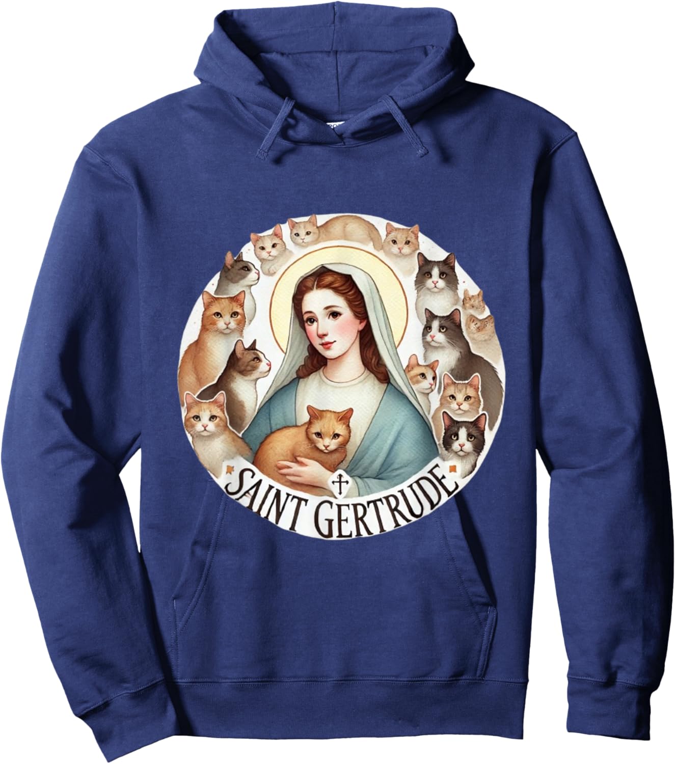 St Gertrude Patron Saint of Cats Hoodie - Hoodie | Navy