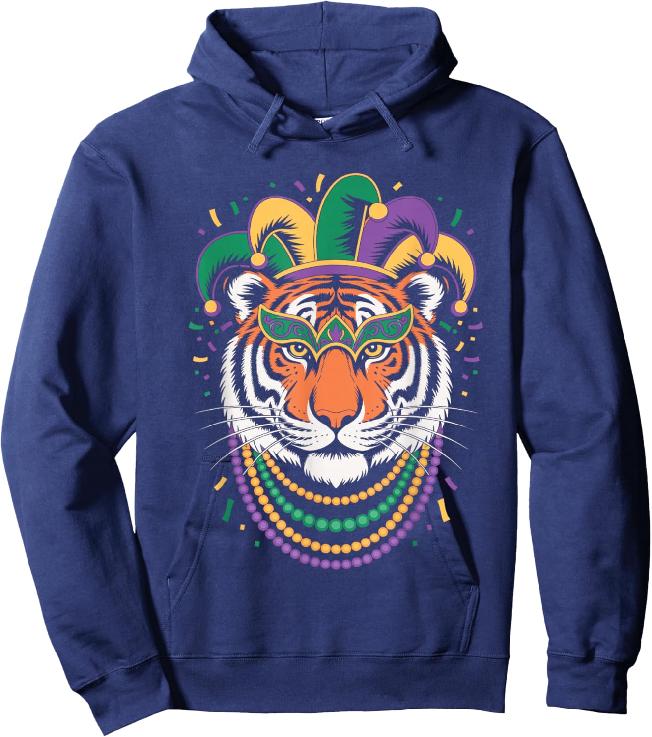 Tiger Mardi Gras Carnival Animal Tiger Face Lover Hoodie - Hoodie | Navy