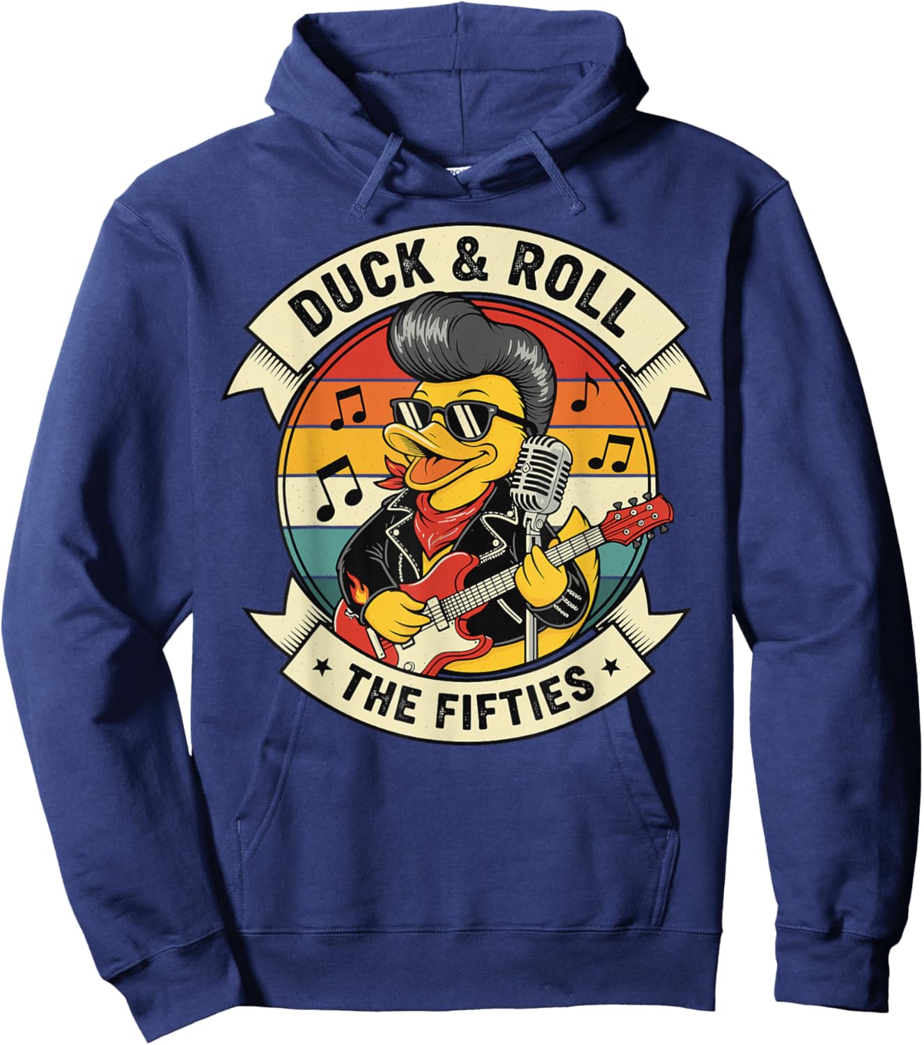 Duck & Roll The Fifties Rubber Ducky Greaser Outfit Hoodie - Hoodie | Navy