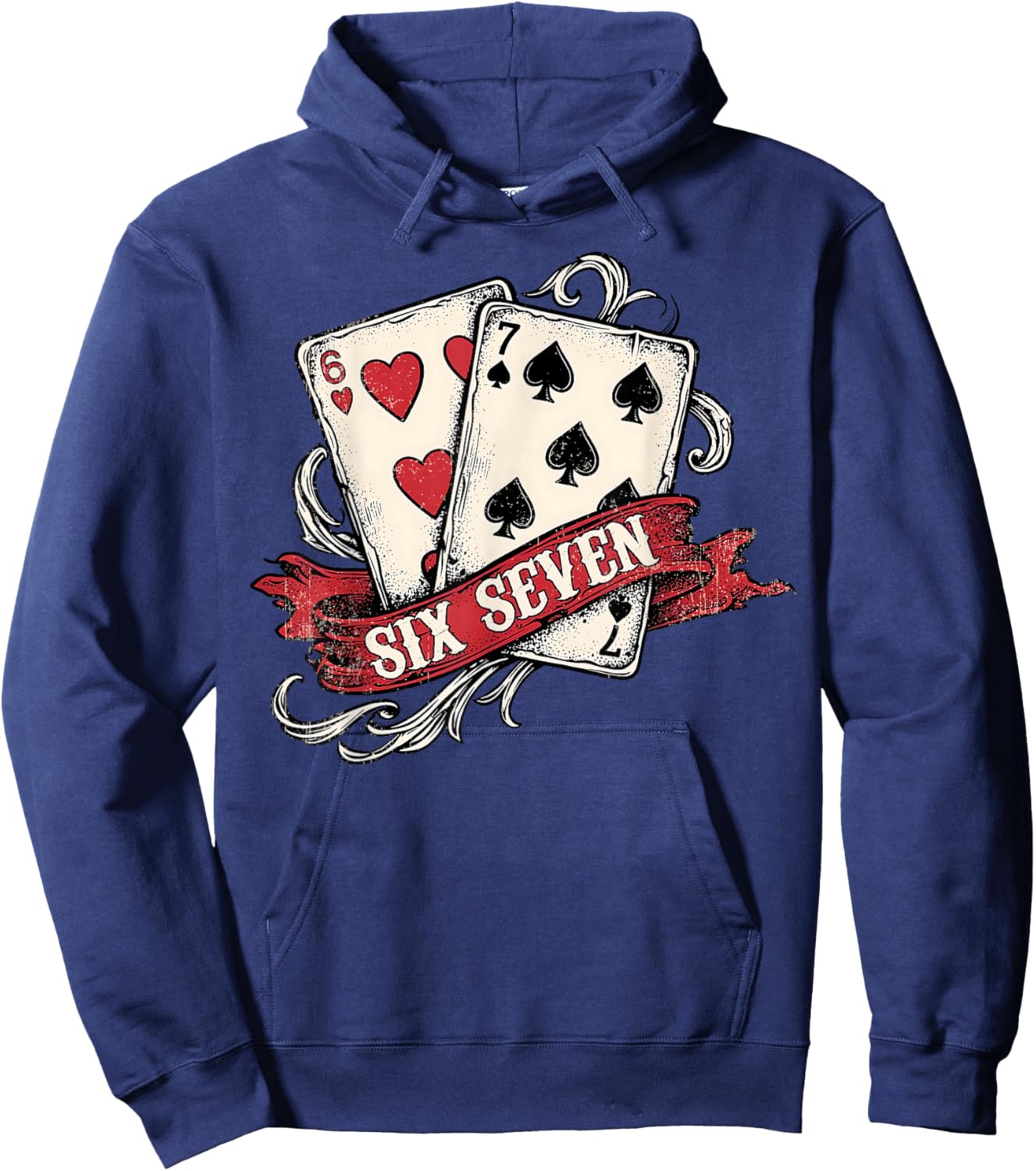 67 Valentine's Day Six Seven Meme Hearts Men Women Hoodie - Hoodie | Navy