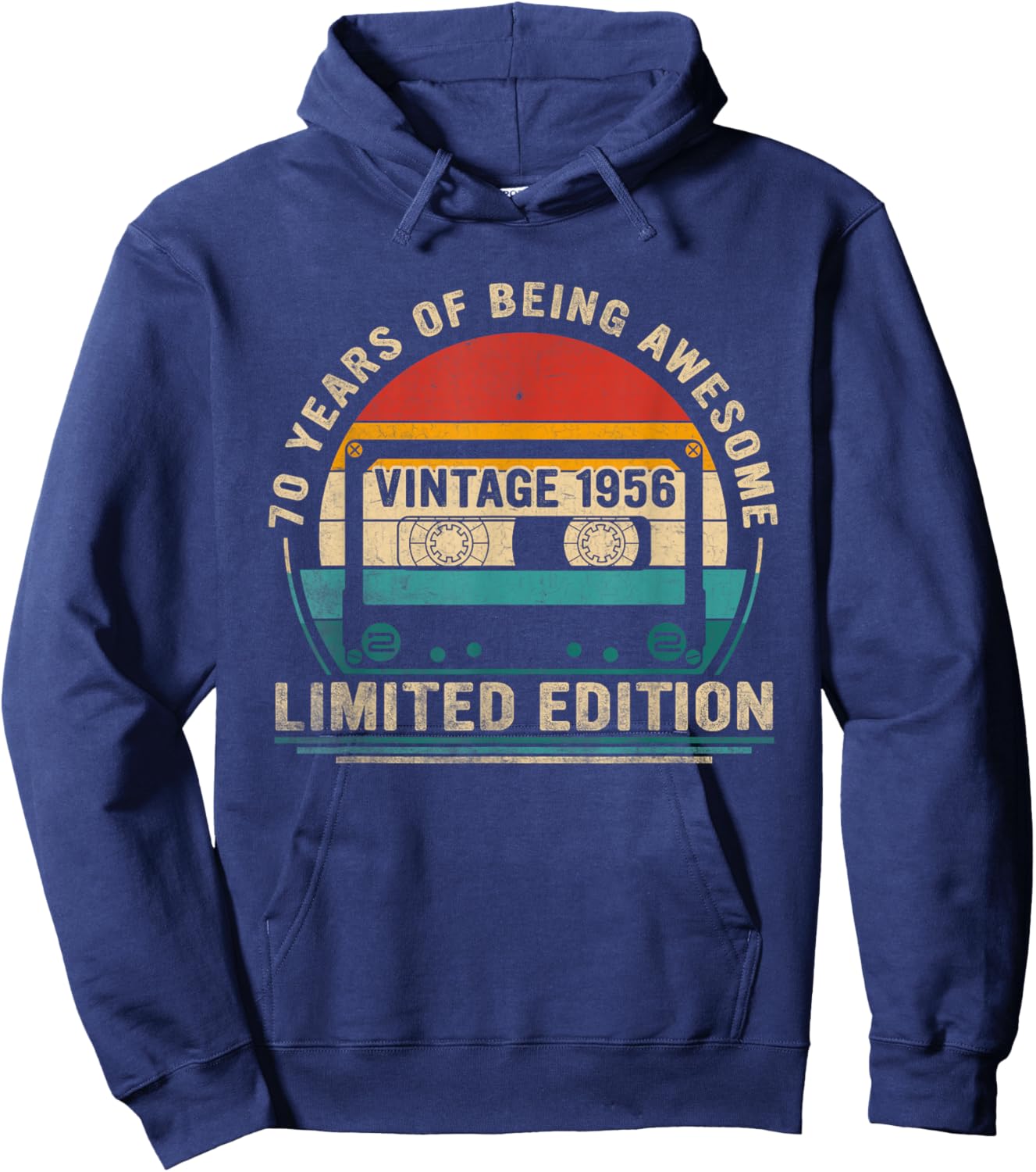 Vintage 1956 Cassette Tape 70th Birthday Gifts 70 Years Old Hoodie - Hoodie | Navy