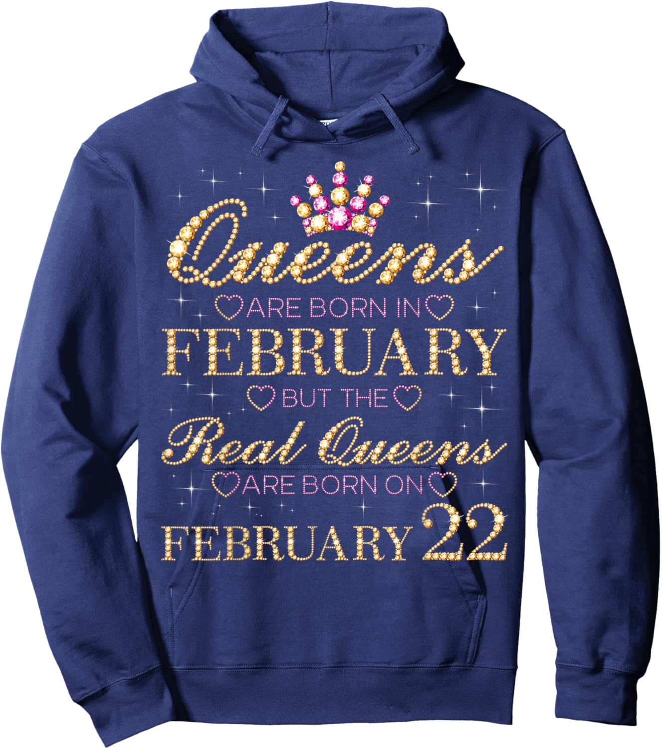 Real Queens are Born On February 22, 22nd February Birthday Hoodie - Hoodie | Navy