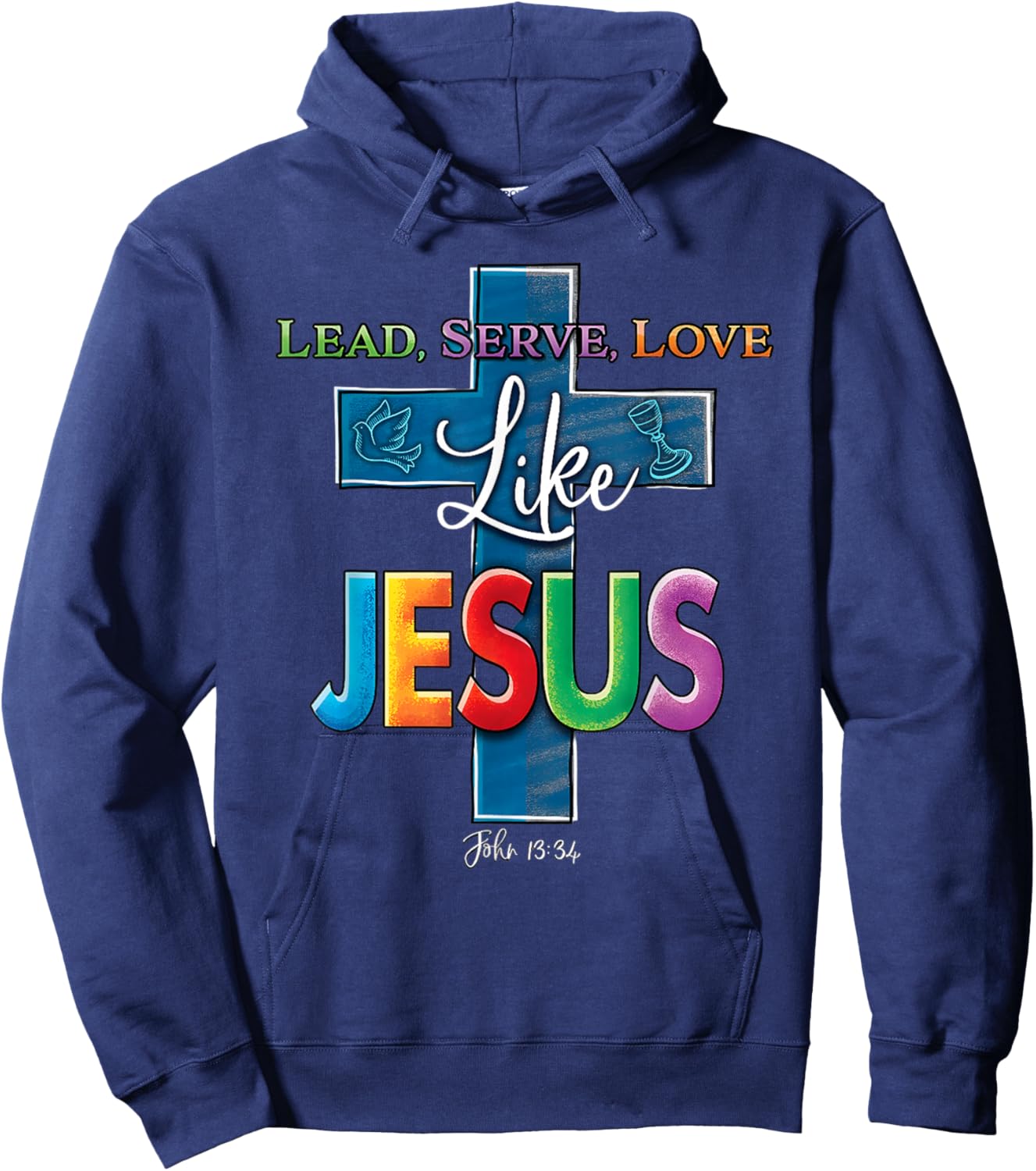 Lead Serve Love Like Jesus Catholic School Week Teacher Kids Hoodie - Hoodie | Navy