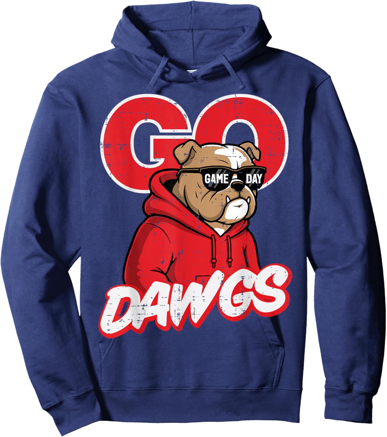 Bulldog Sunglasses Men Women Kids Boys Girls Youth Teen Hoodie - Hoodie | Navy