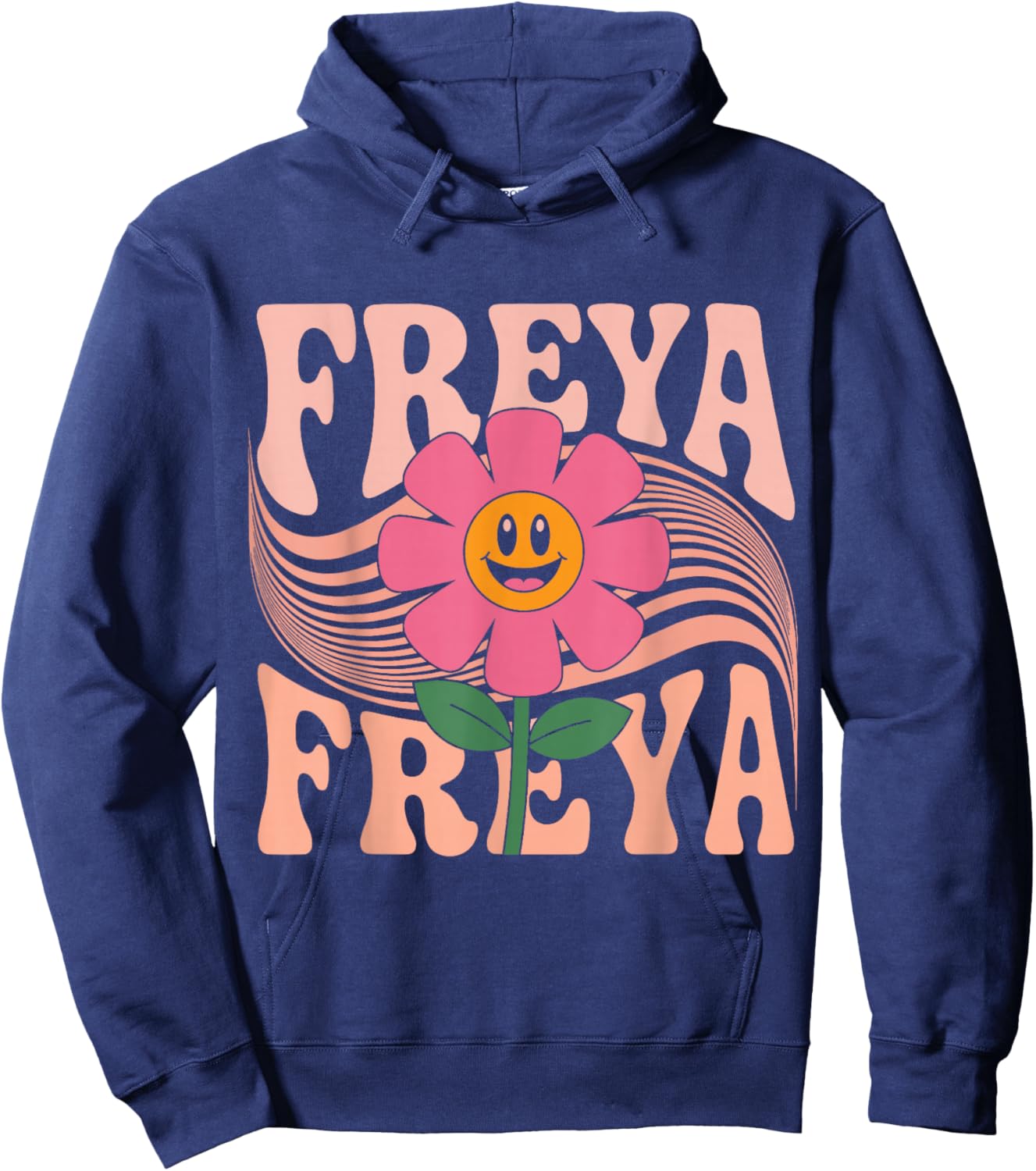 Freya First Name Floral Personalized Women Kids Hoodie - Hoodie | Navy