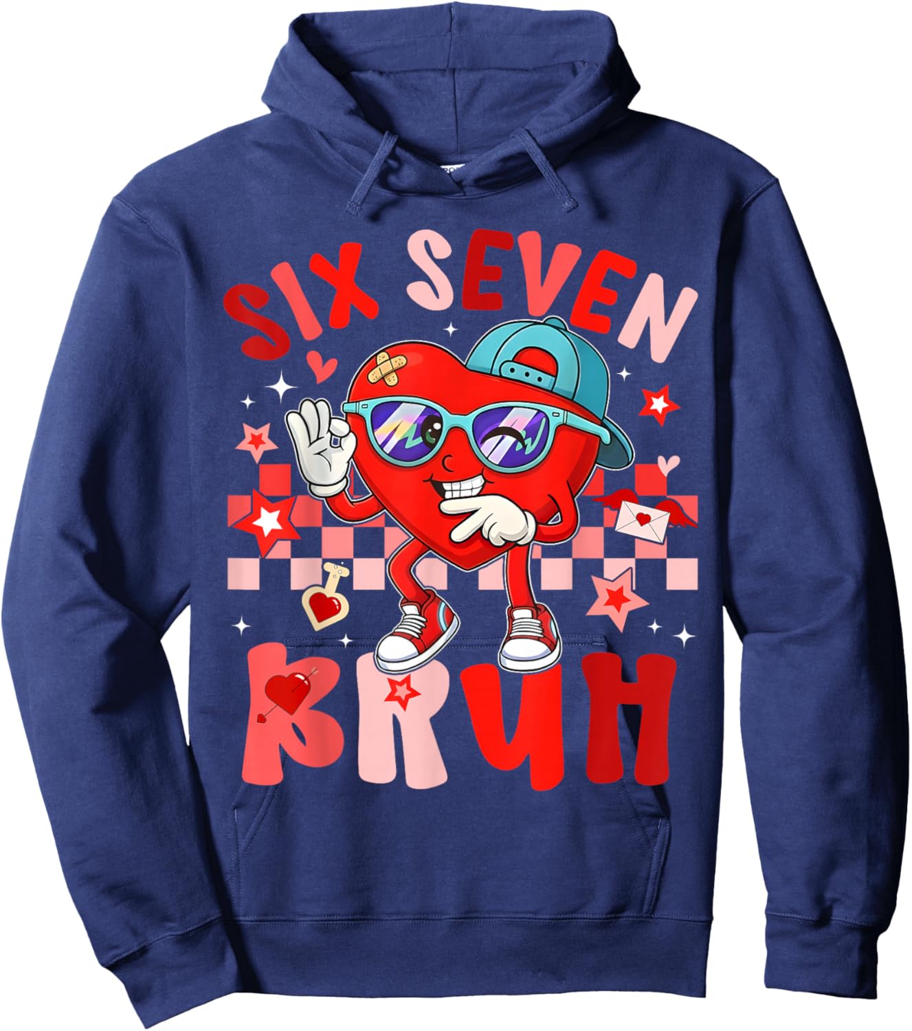 Valentine 67 Meme Six Seven Bruh Heart 6 7 Boys Kids Hoodie - Hoodie | Navy