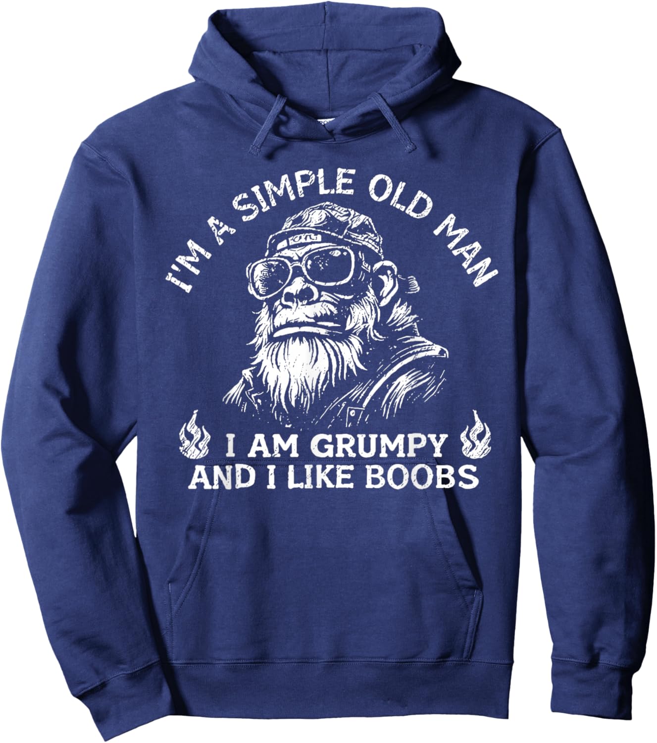 I'm A Simple Old Man I Am Grumpy and I Like Boobs Monkey Hoodie - Hoodie | Navy