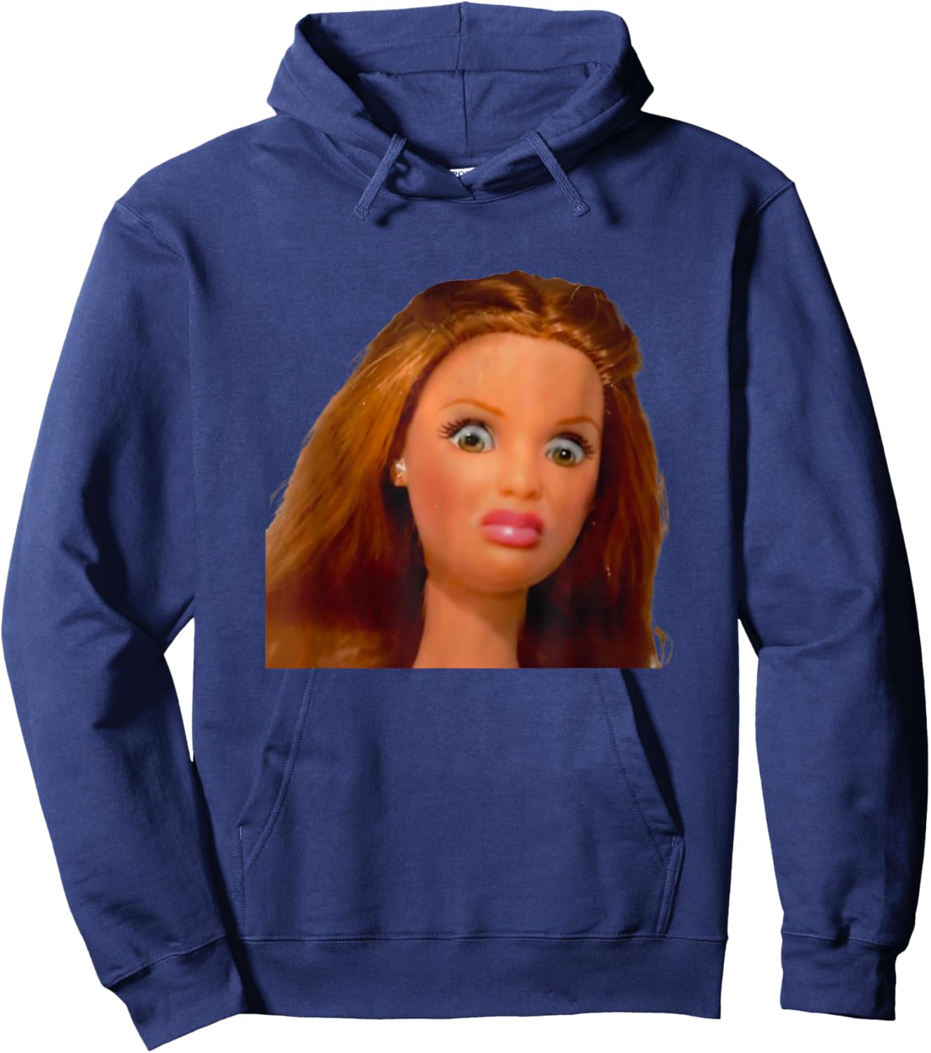 New Funny Distressed Doll Face Meme Hoodie - Hoodie | Navy