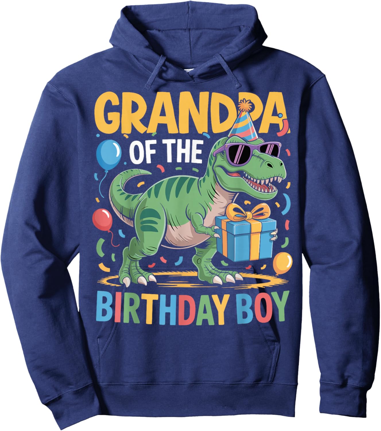 Grandpa of The Birthday Party Outfit Dinosaur Squad Grandpa Hoodie - Hoodie | Navy
