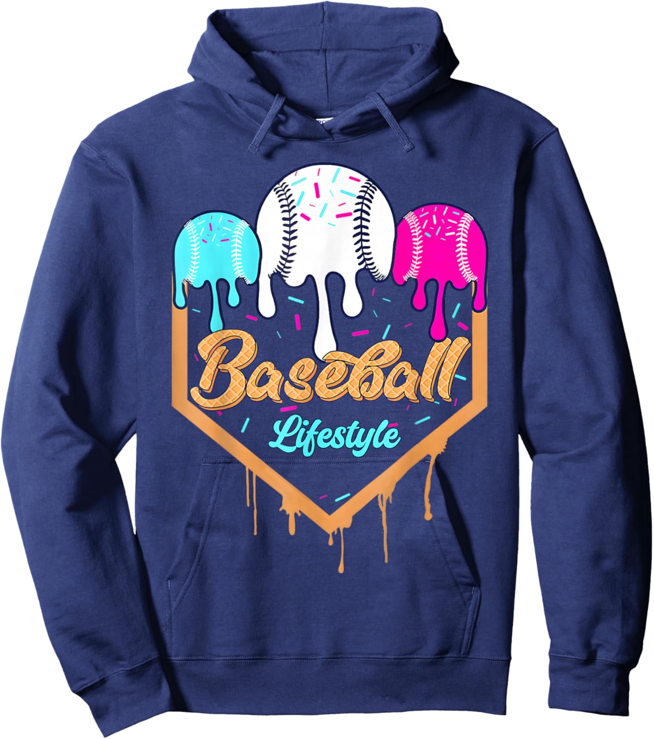 Baseball Life Style 101 Apparel Youth Drip Baseball Boys Kid Hoodie - Hoodie | Navy