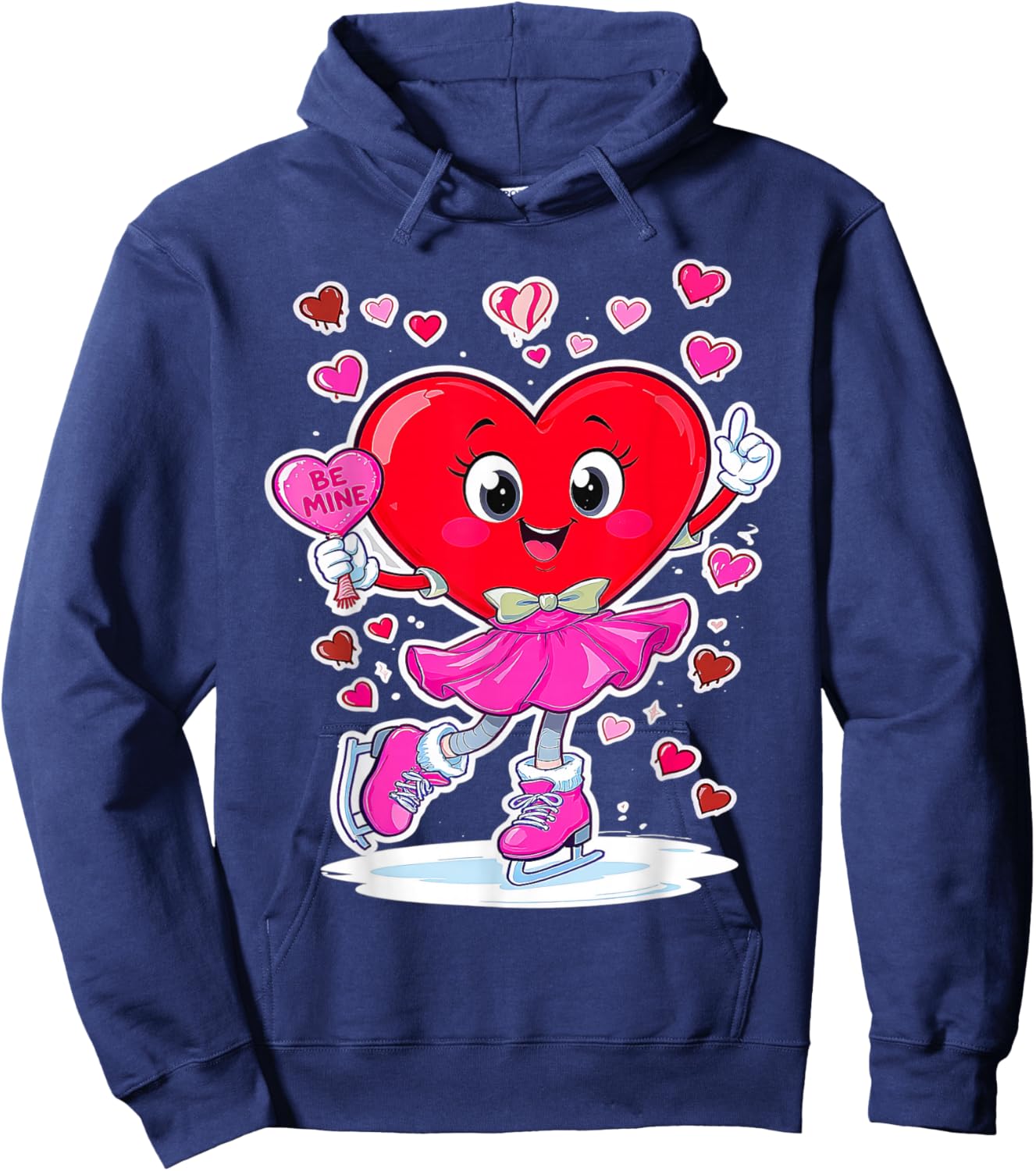 ice Skating Equipment Player Valentine Heart Costume dripped Hoodie - Hoodie | Navy