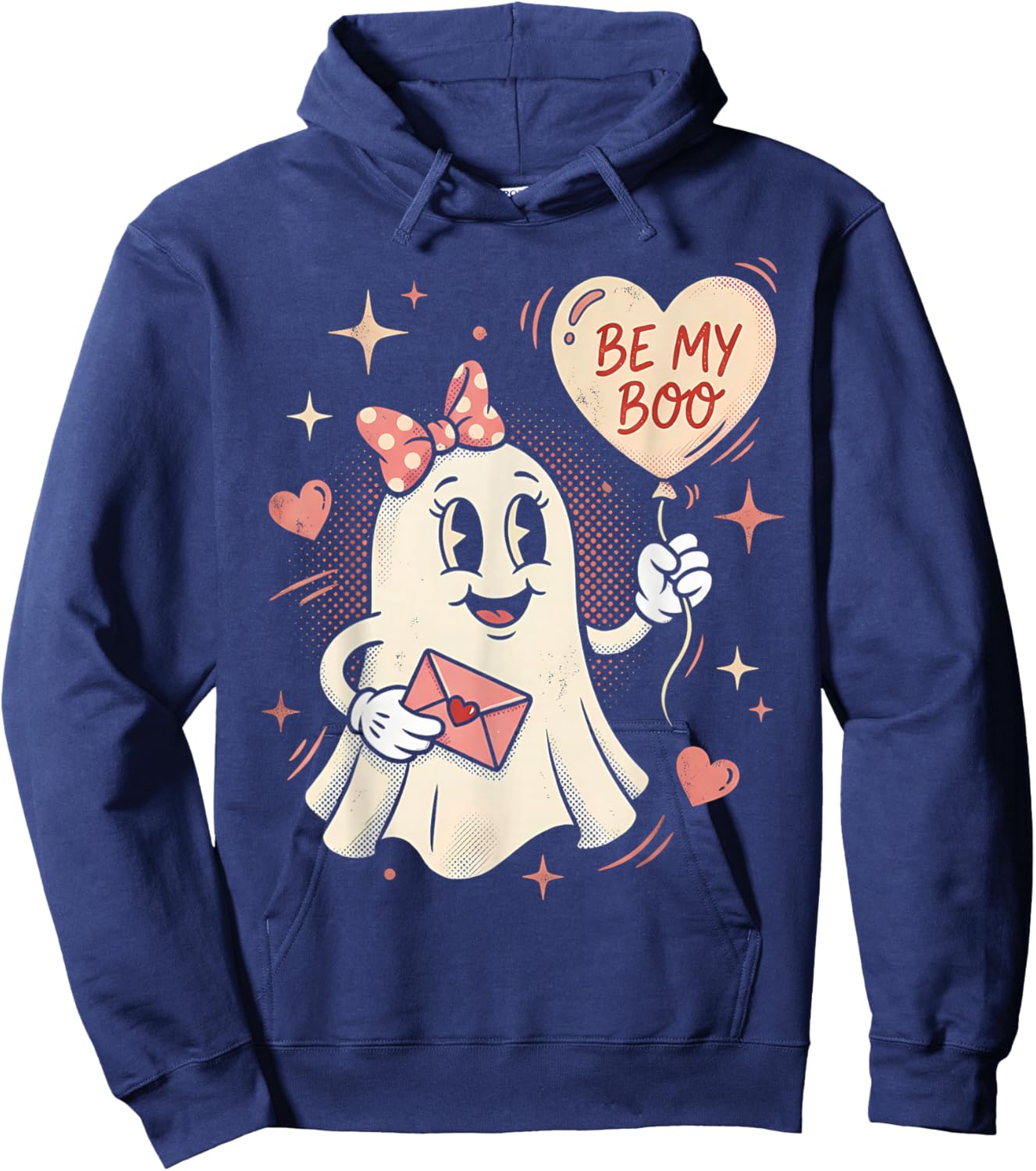 Be My Boo Ghost Heart Balloon Valentine Love Letter Hoodie - Hoodie | Navy