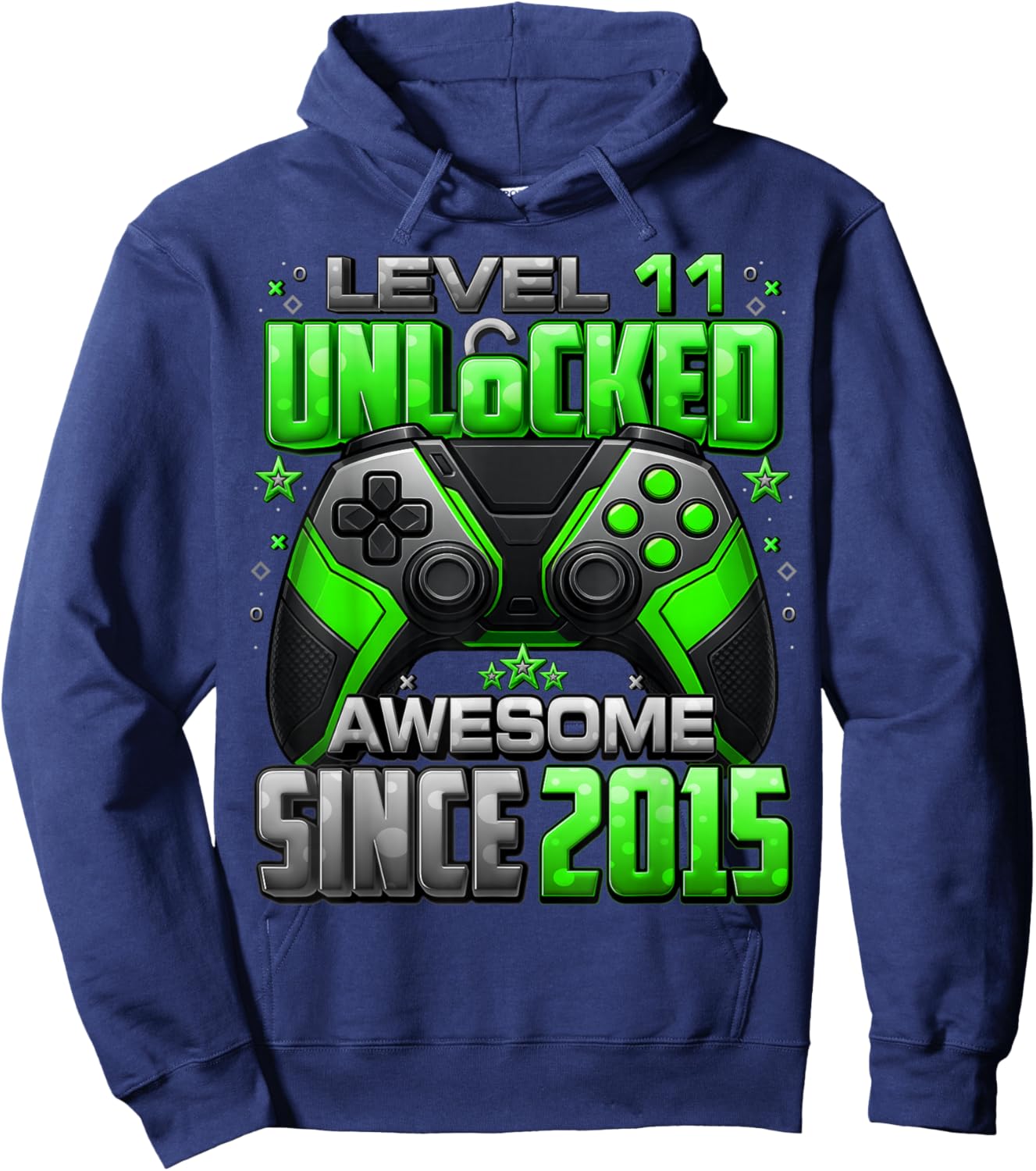 Level 11 Unlocked Awesome Since 2015 11th Birthday Gaming Hoodie - Hoodie | Navy