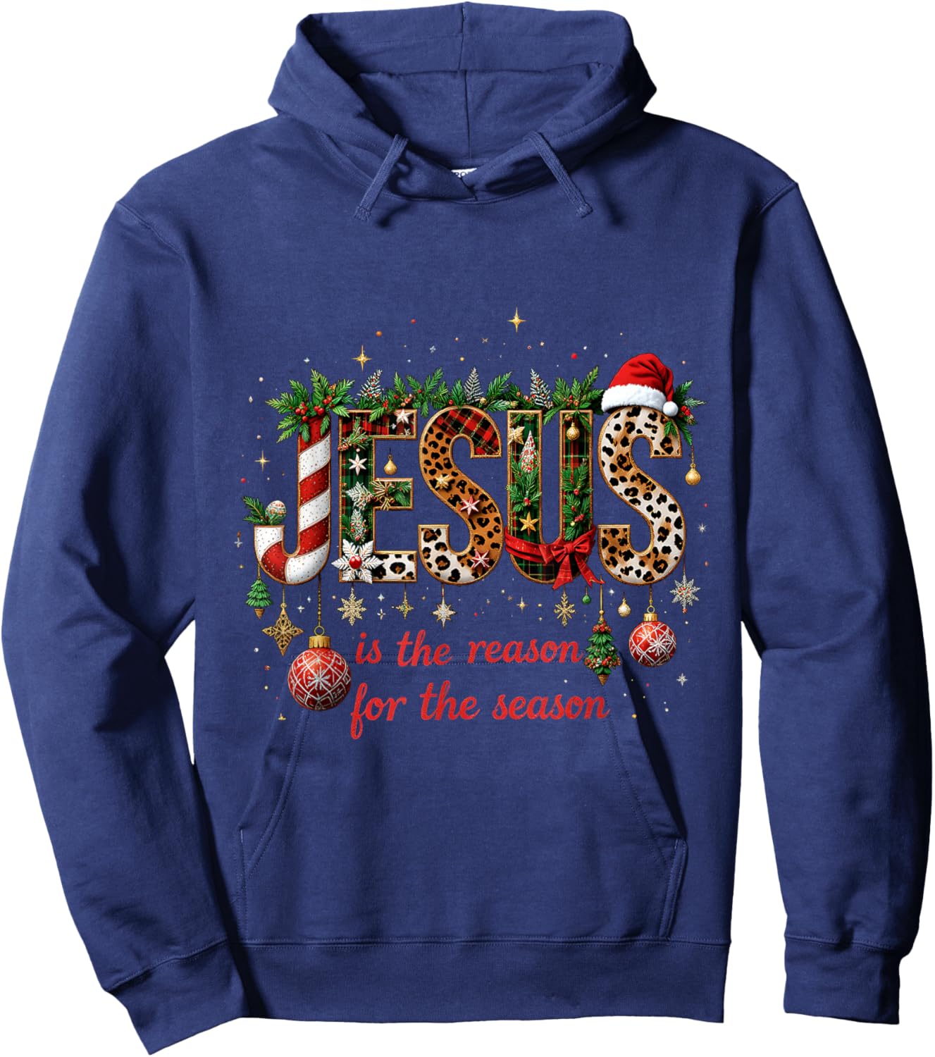 Christmas Jesus is The Reason for Season Xmas Christian Hoodie - Hoodie | Navy