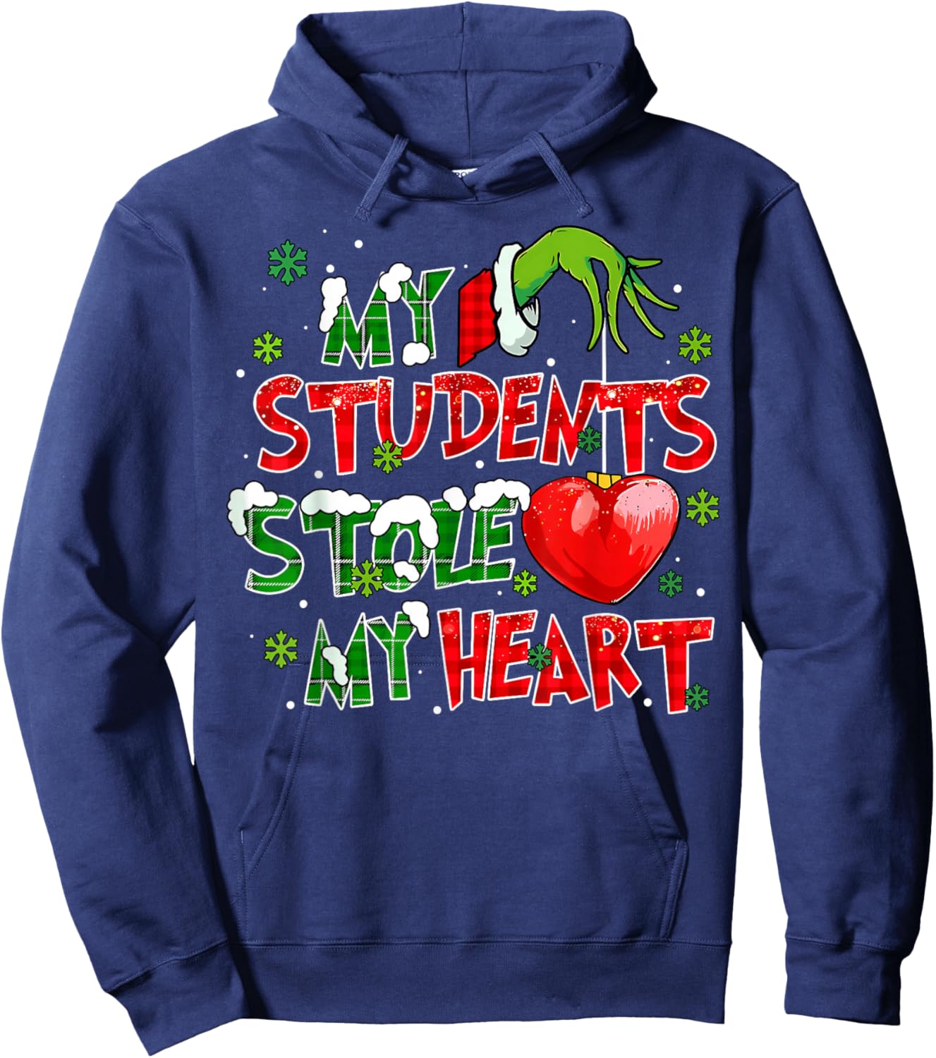 My Students Stole My Heart Christmas Xmas Teacher Pajamas Hoodie - Hoodie | Navy