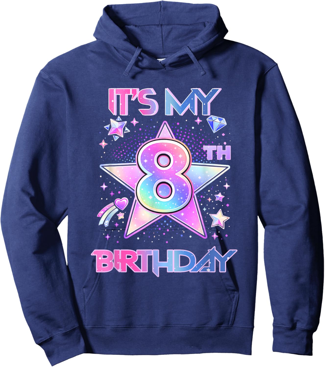 It's My 8Th Birthday K-Pop 8 Years Old Birthday Girl Kids Hoodie - Hoodie | Navy