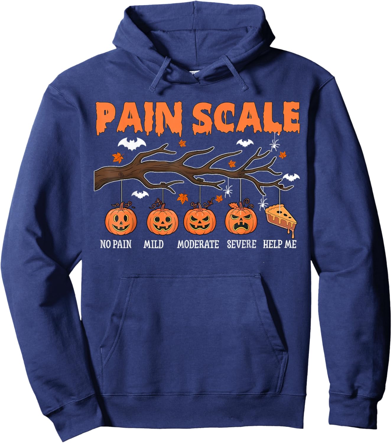 Pain Scale Pumpkin Pain Assessment Trauma Nurse Halloween Hoodie - Hoodie | Navy