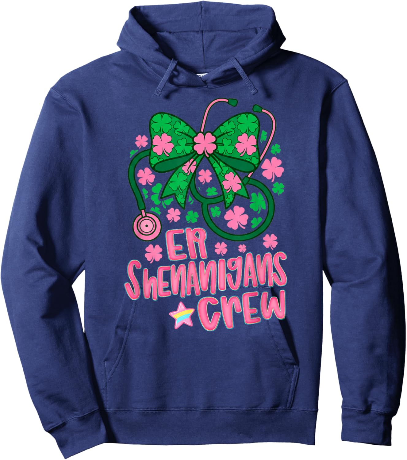 St Patricks Day Nurse Crew Funny St Patty's ER Shenanigans Hoodie - Hoodie | Navy