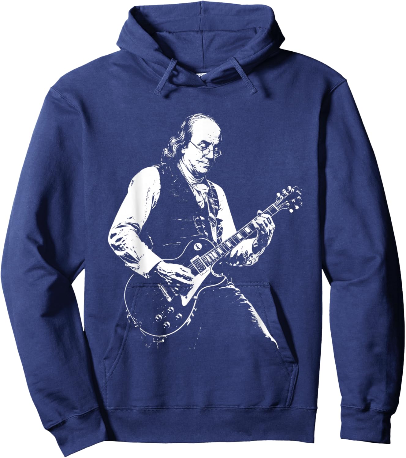 Ben Franklin Playing Guitar Retro Vintage Hoodie - Hoodie | Navy