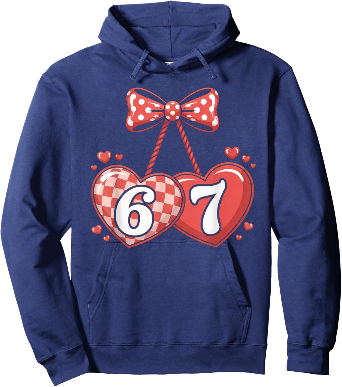 Cute 67 Hearts Number Six Seven Valentines Day Love Hoodie - Hoodie | Navy