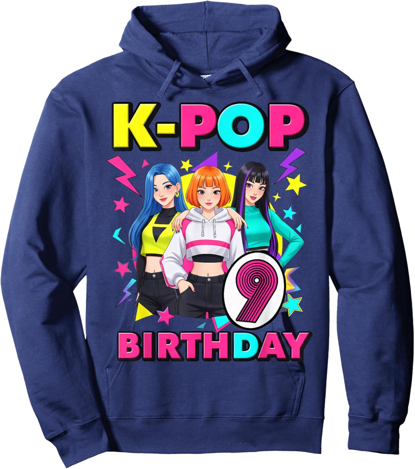9 Years Old Birthday K Pop Kids 9th Birthday Girls K-pop Hoodie - Hoodie | Navy