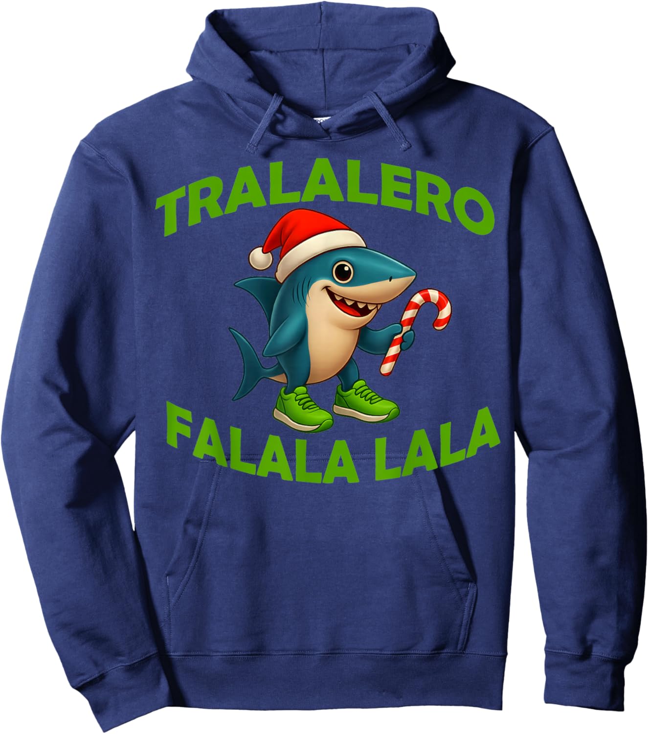 Italian Brainrot Tralalero Falala Funny Christmas Shark Meme Hoodie - Hoodie | Navy