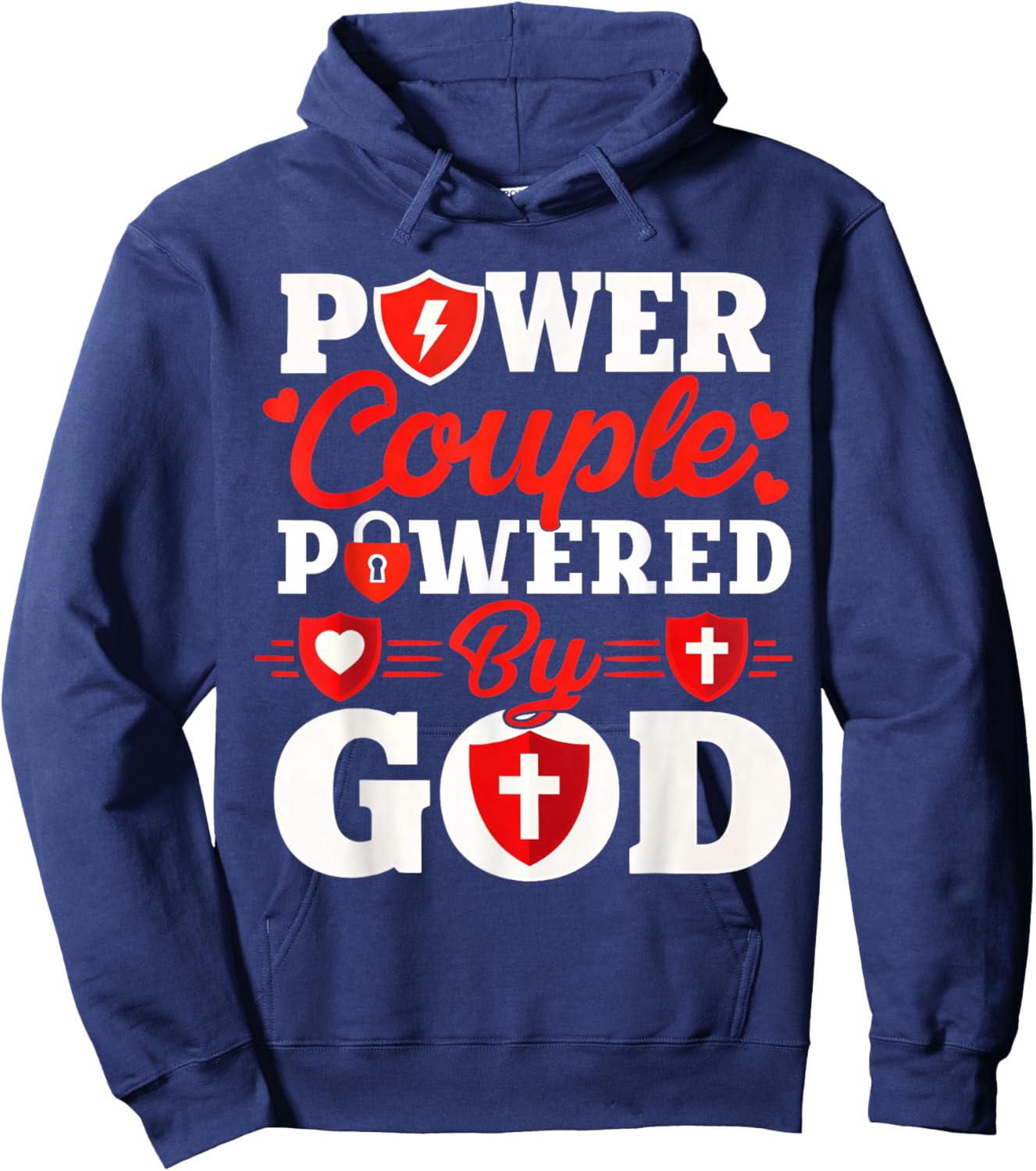 Power Couple Powered by God Christian Couples Matching Hoodie - Hoodie | Navy