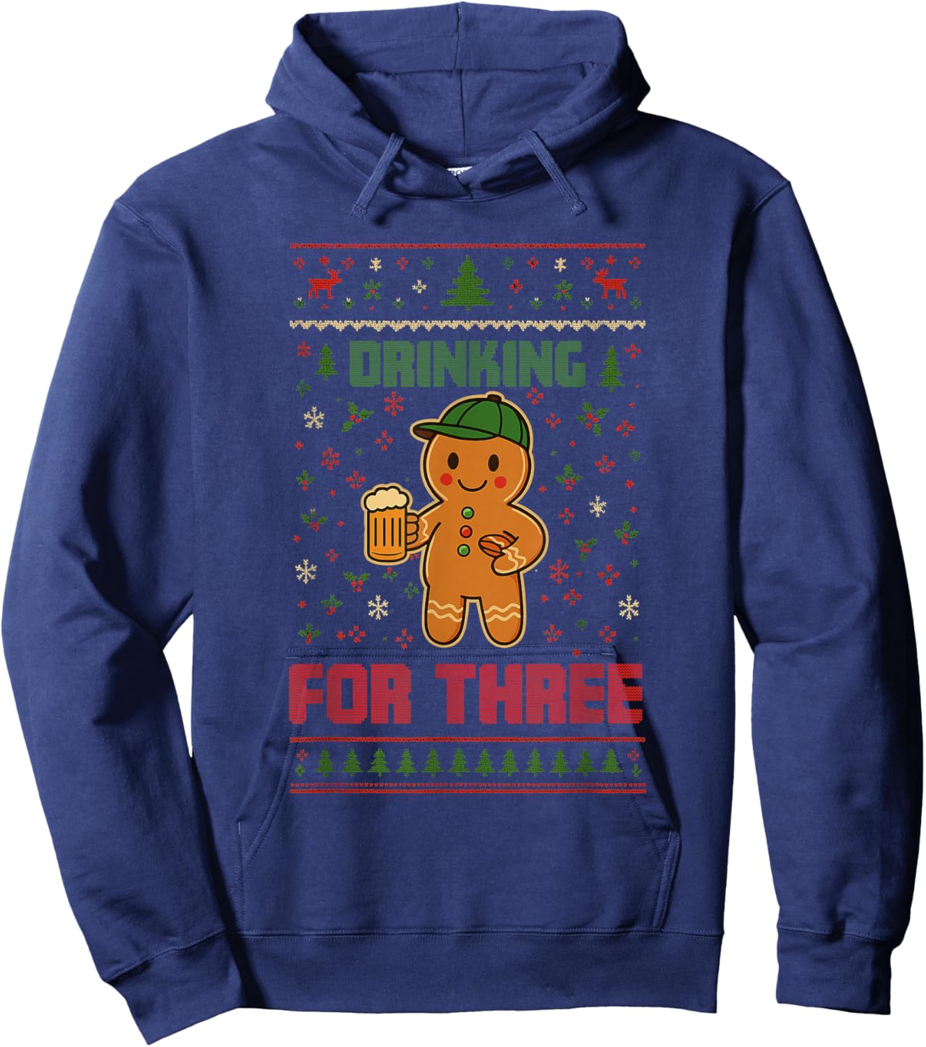 Drinking for Three Pregnancy Announcement Ugly Sweater Xmas Hoodie - Hoodie | Navy