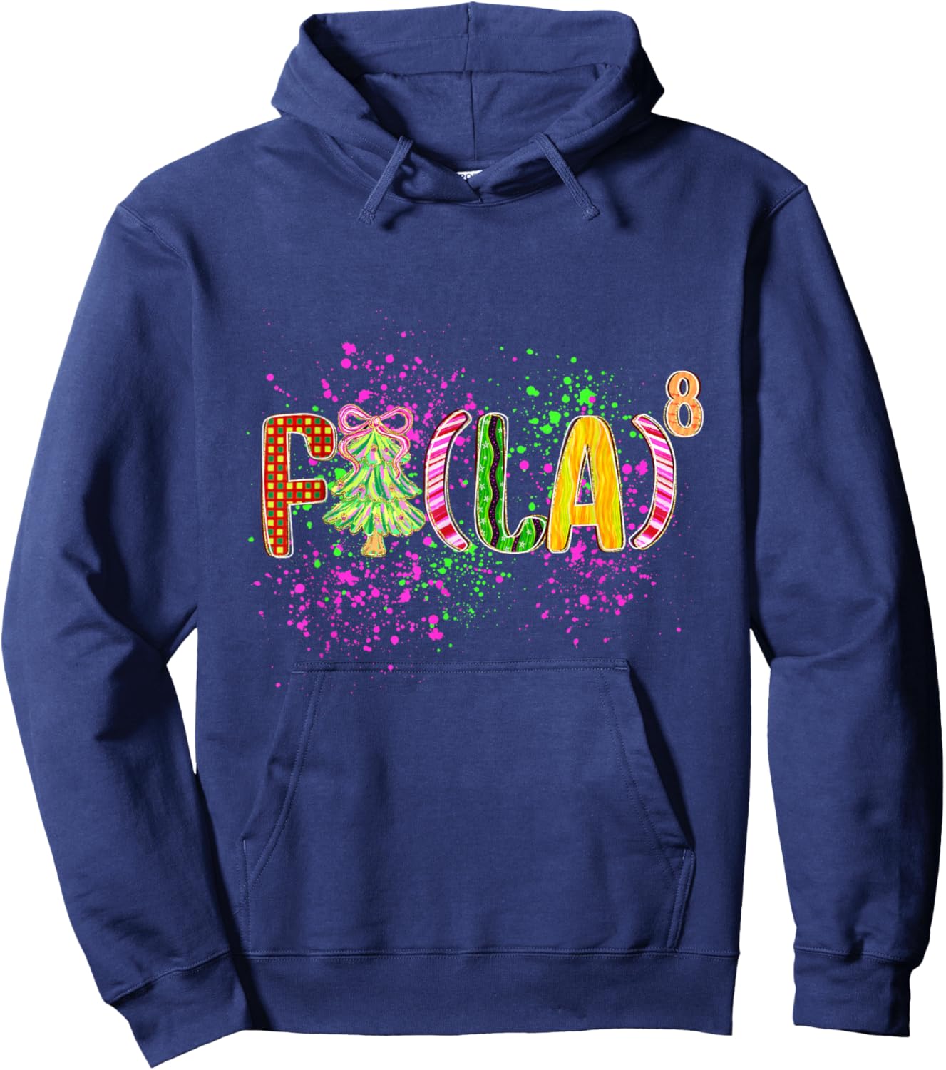 FA (LA) 8 Funny Christmas Santa Math Teacher Student Hoodie - Hoodie | Navy