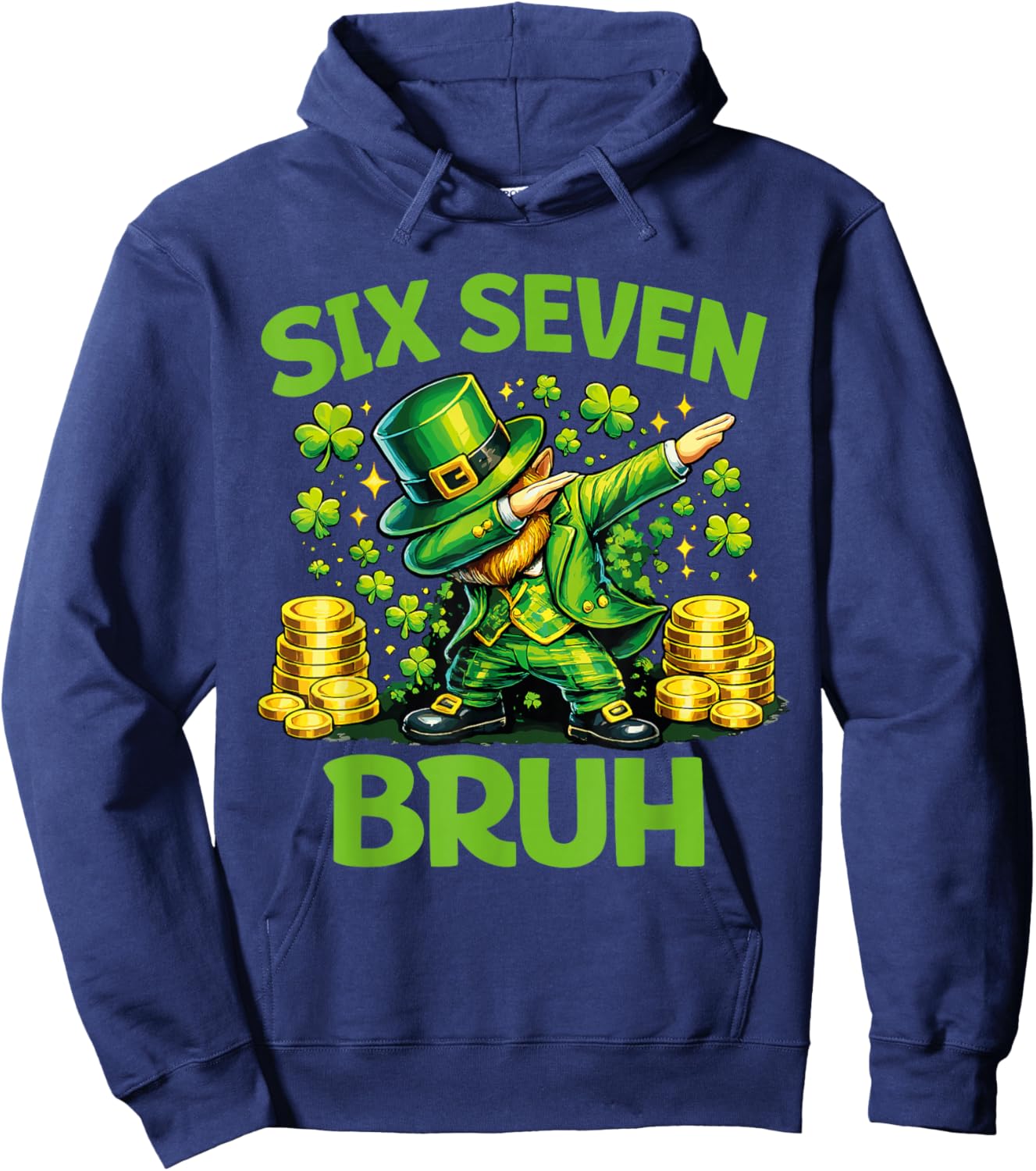 Six Seven 67 Bruh 6 7 Meme Funny St Patricks Day Boys Kids Hoodie - Hoodie | Navy