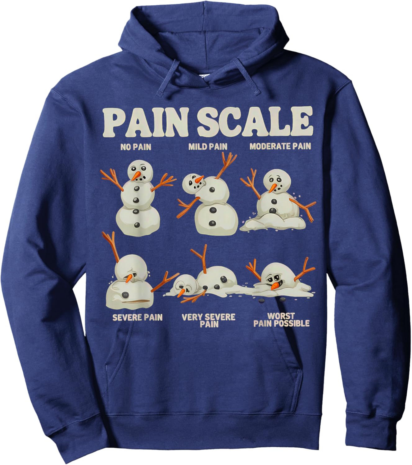 Pain Scale Snowman Nurse Christmas ICU Nurse Hoodie - Hoodie | Navy
