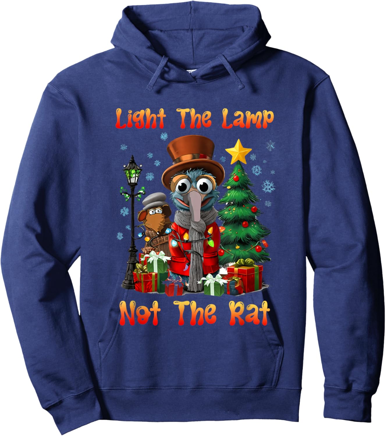 Light a Lamp Not a Rat Christmas Funny Holiday Saying Hoodie - Hoodie | Navy