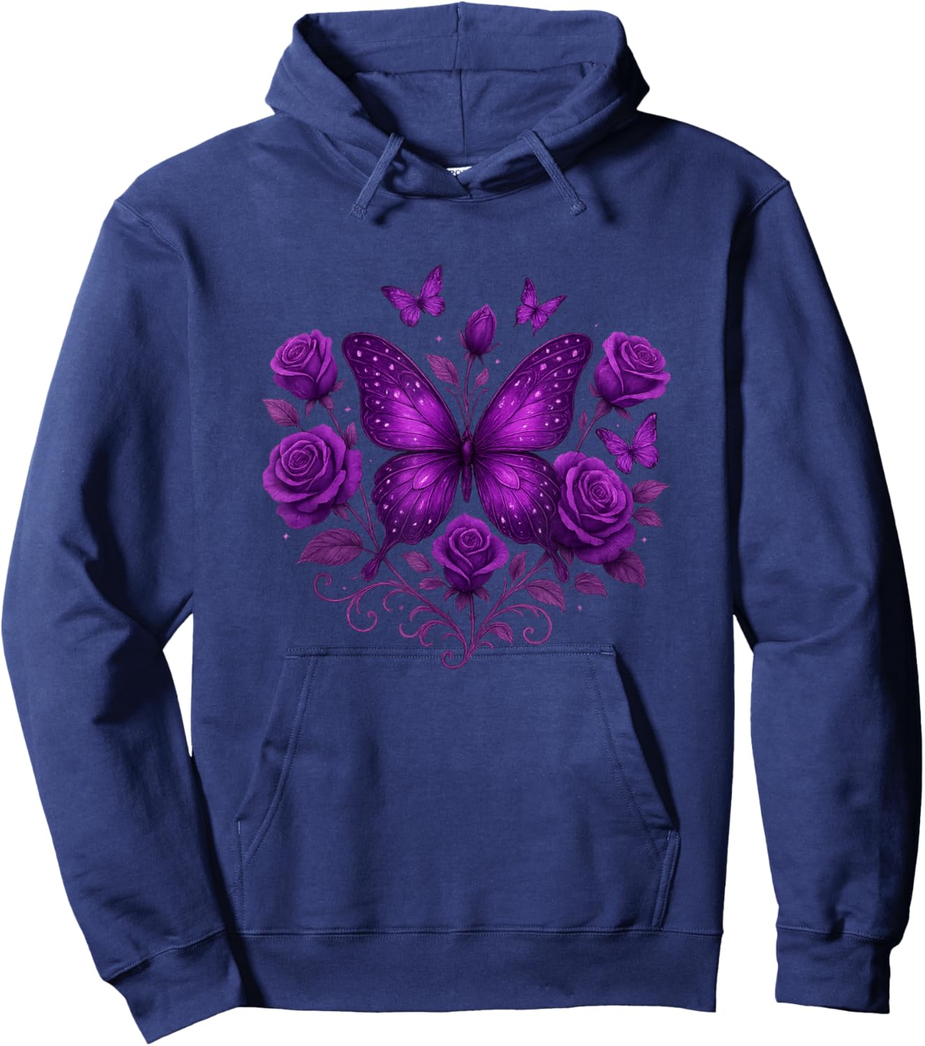 Beautiful Butterfly Purple Rose Butterfly Lovers Women Hoodie - Hoodie | Navy