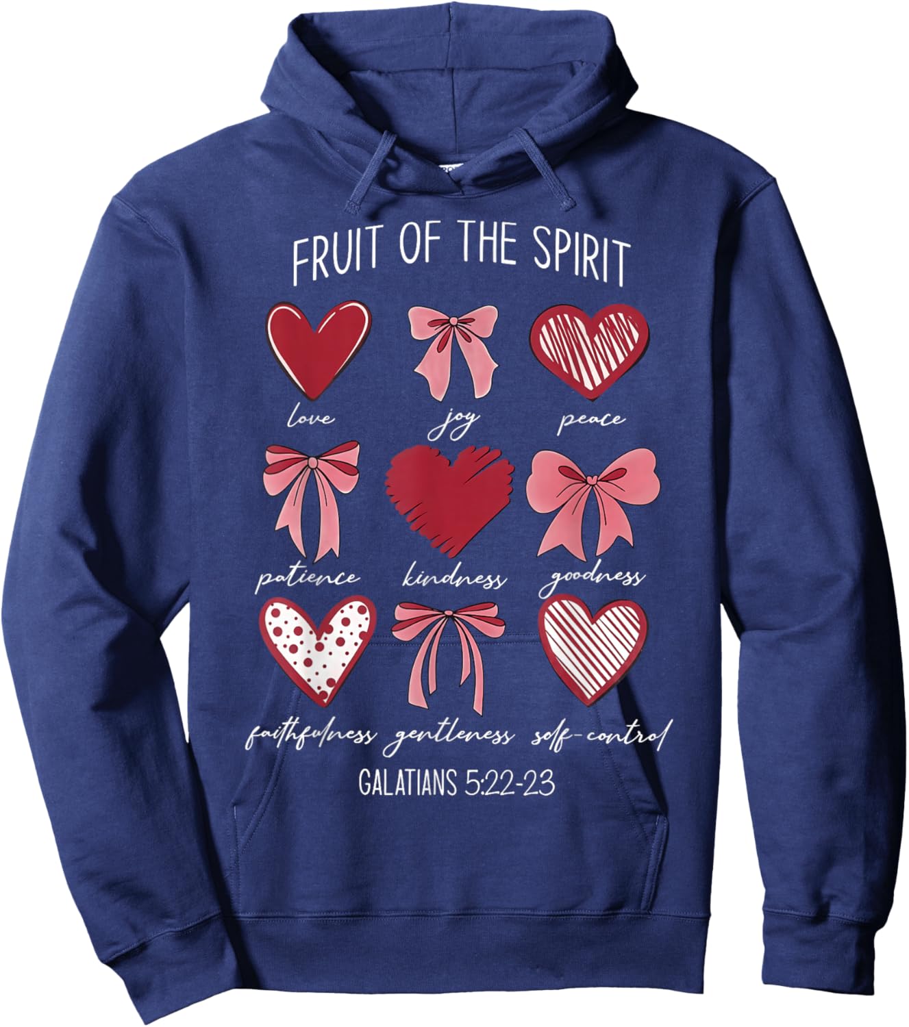 Fruit of The Spirit Christian Hearts Galatians 5:22-23 Hoodie - Hoodie | Navy