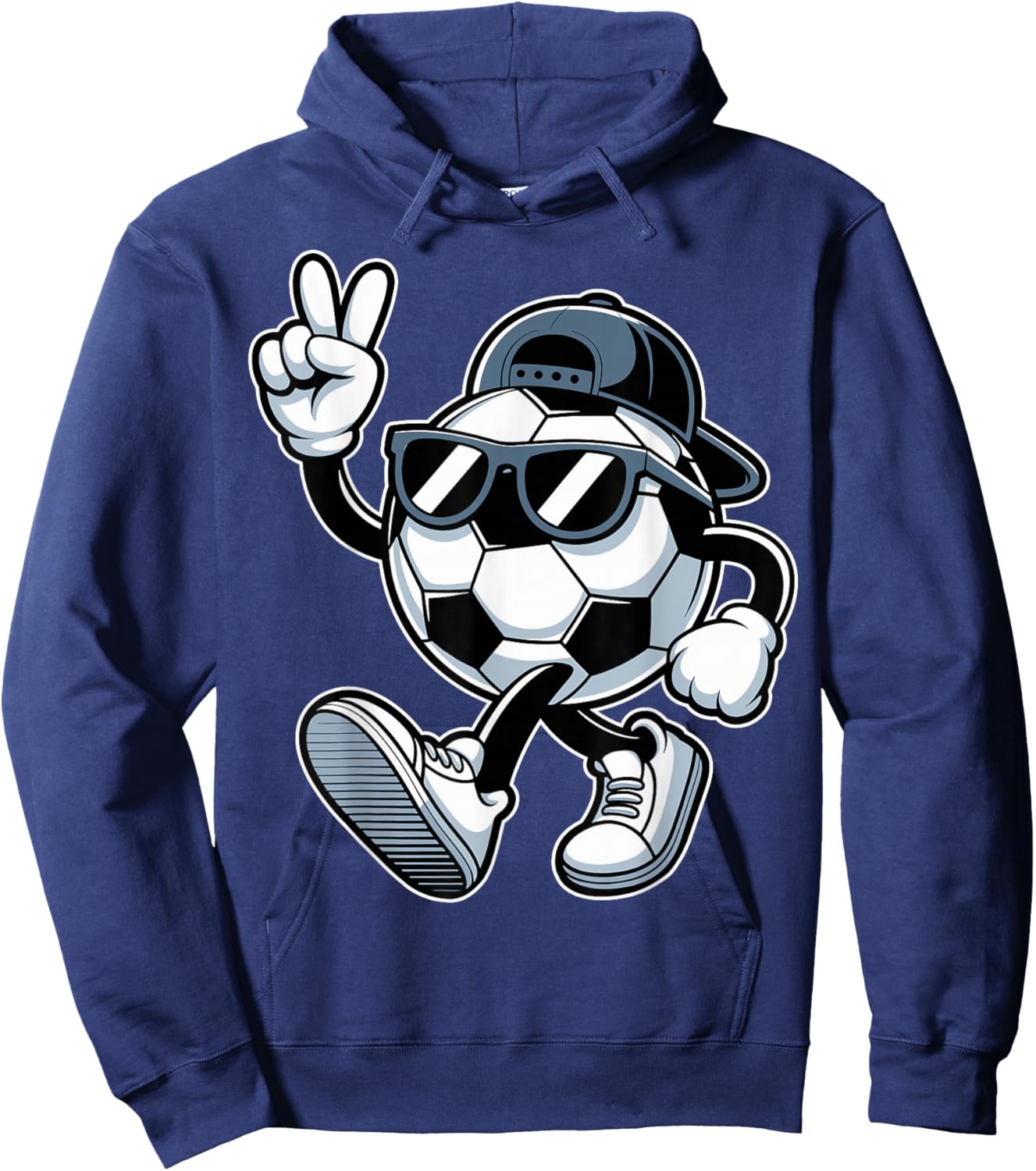 Soccer Ball with Sunglasses Funny Boys Men Soccer Lover Hoodie - Hoodie | Navy