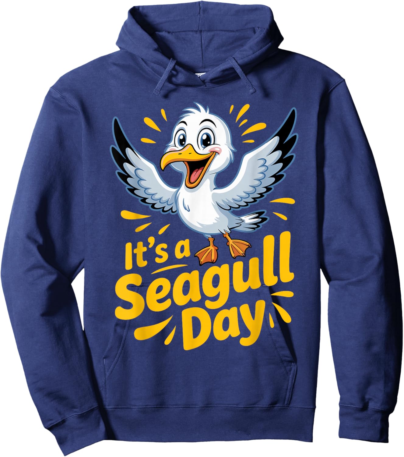 Bold Laridae Cheerful Classic Unique Modern Vintage Seagull Hoodie - Hoodie | Navy