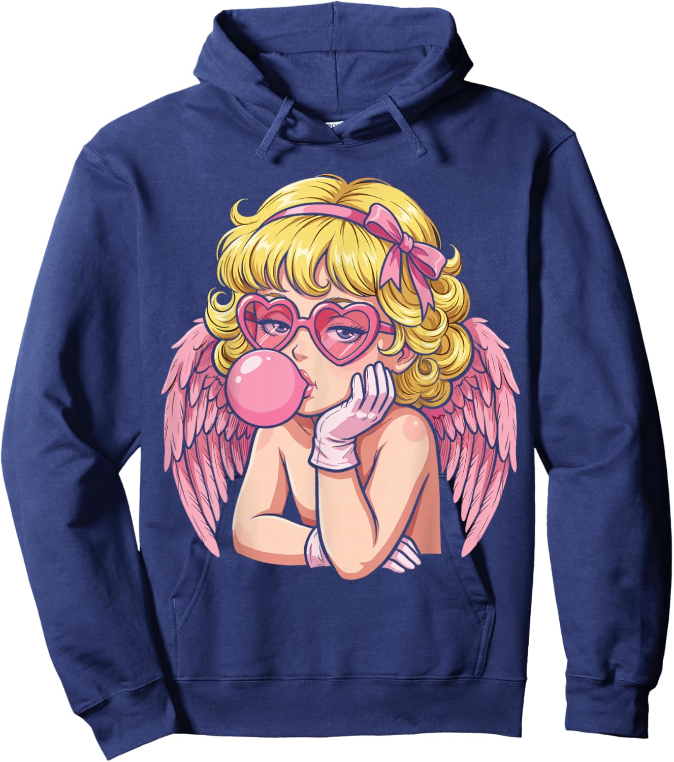 Cute Anime Cupid Blowing Bubble Gum Hoodie - Hoodie | Navy