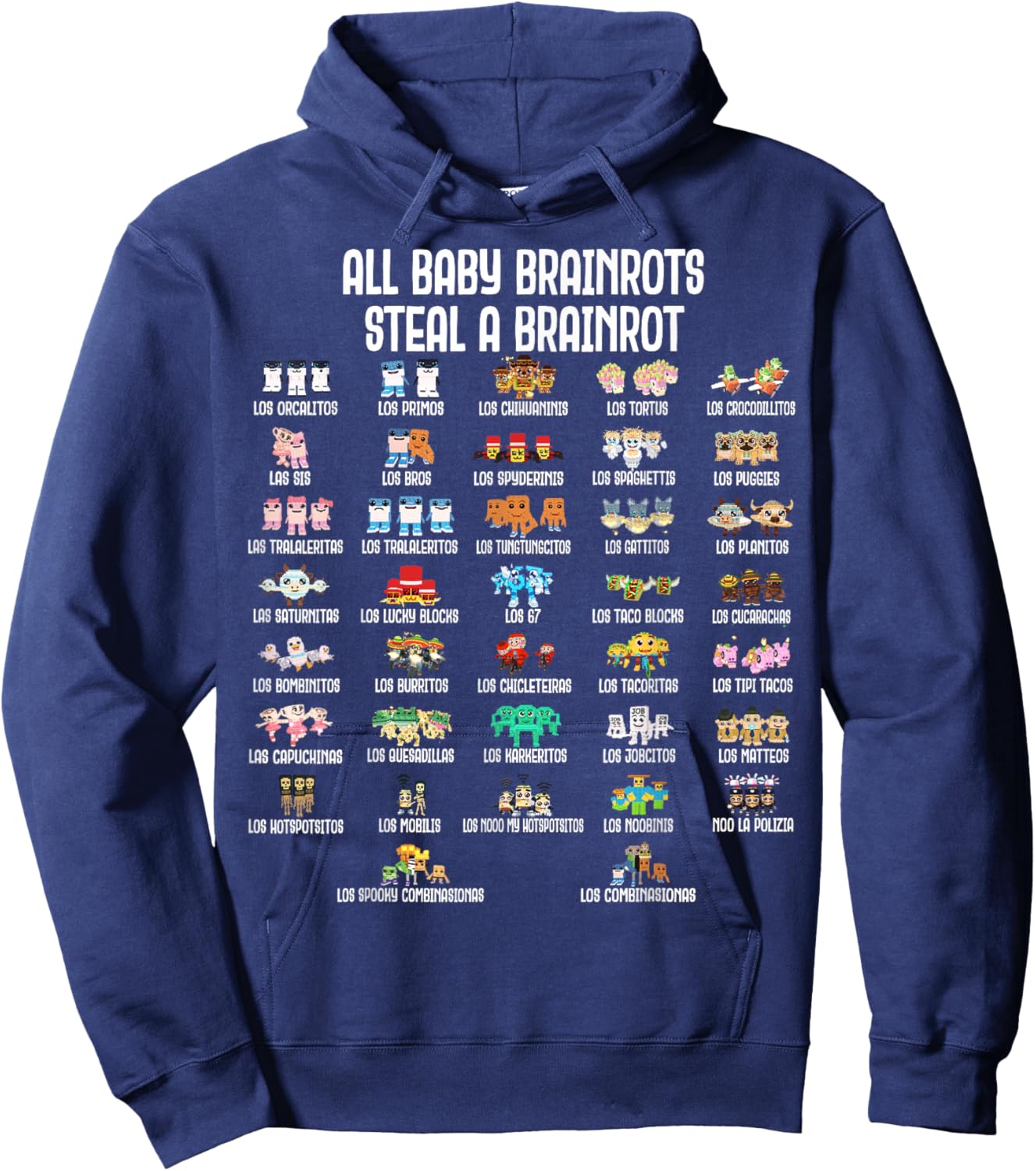 All Baby Brainrots Mini Los-Las Brainrot for Boys Kids Teens Hoodie - Hoodie | Navy