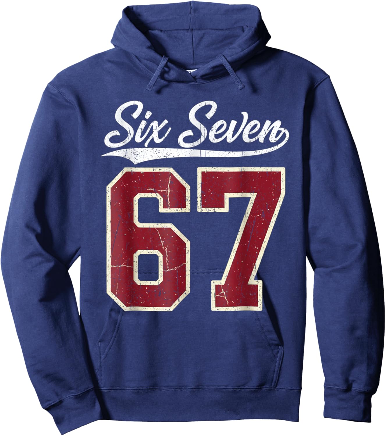 Six Seven Meme Boys Girls Kids 67 Baseball Jersey Hoodie - Hoodie | Navy