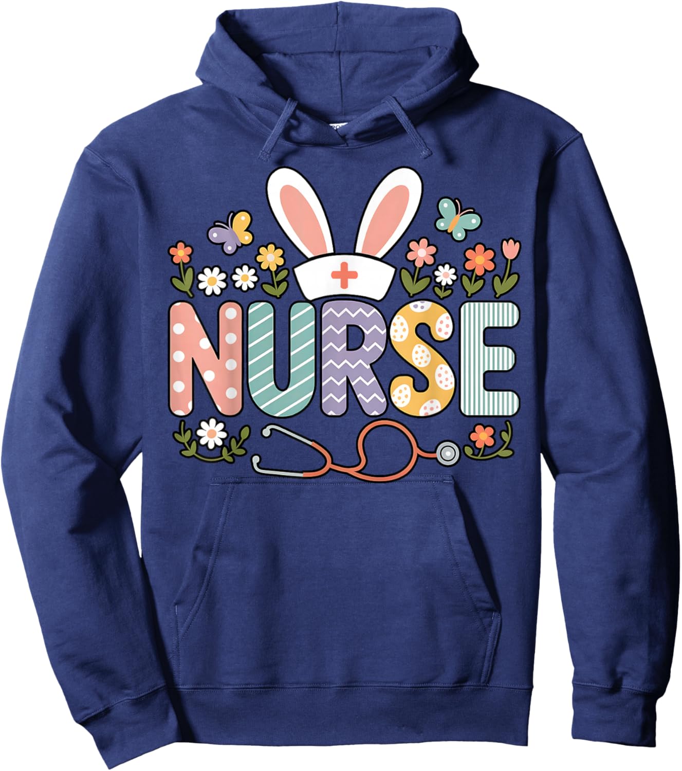 Nurse Easter Bunny Funny Nurse Spring Holiday Hoodie - Hoodie | Navy
